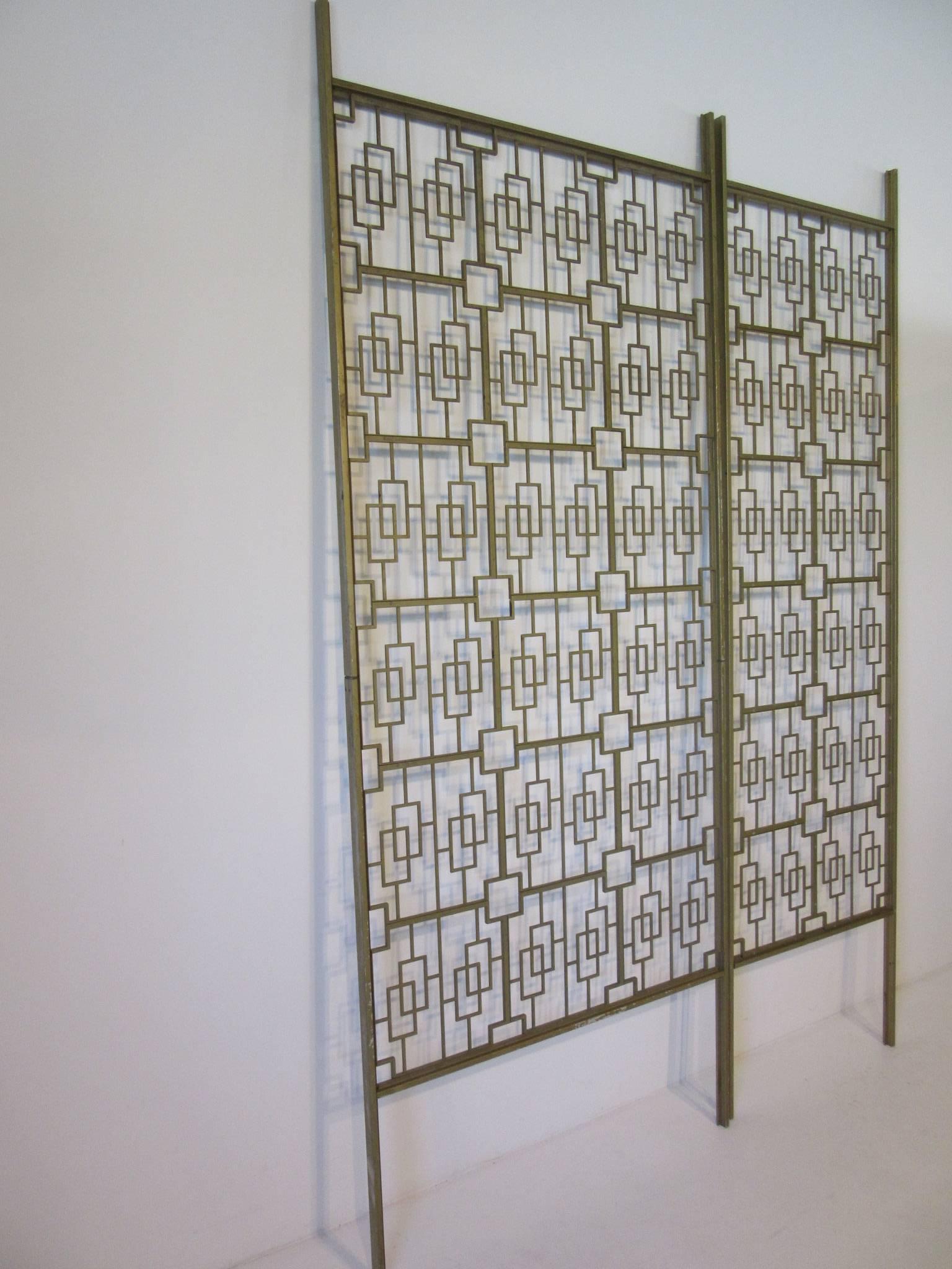 American Architectural Brass Toned Decorative Room Divider or Screen