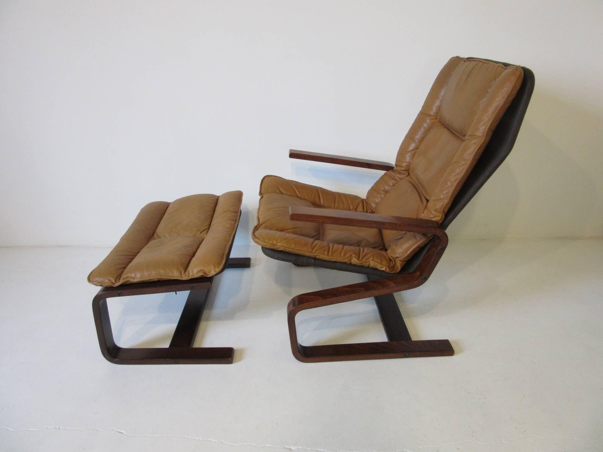 Organic Modern Ingmar Relling Danish Styled Leather Lounge Chair and Ottoman by Westnofa