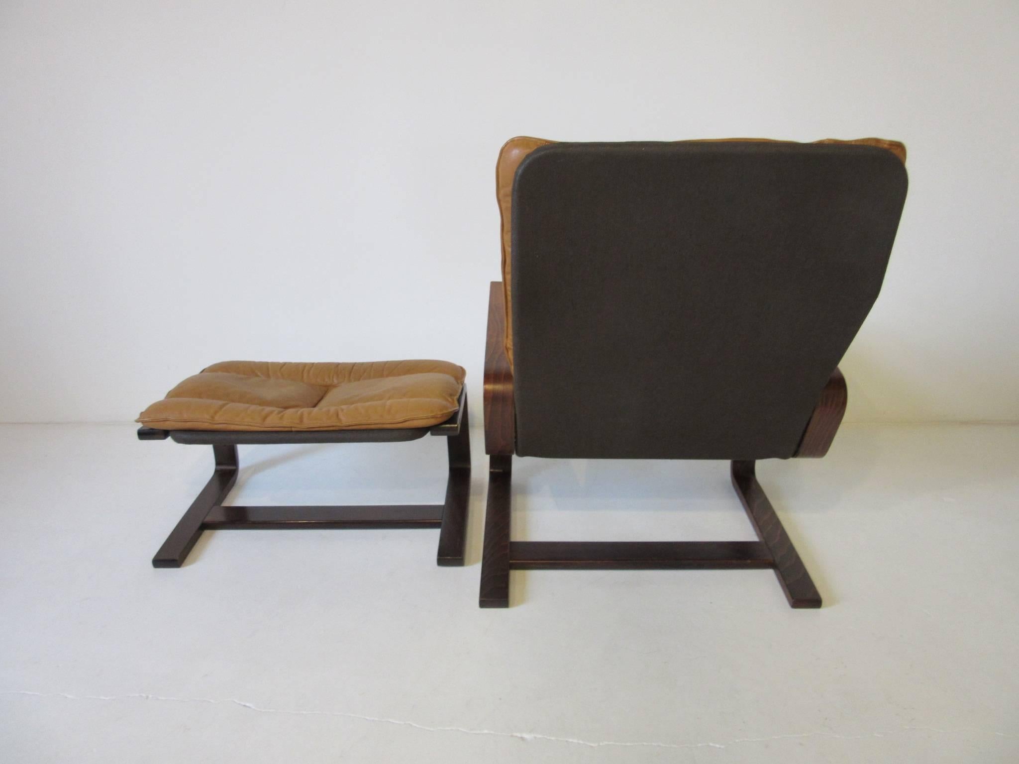 Norwegian Ingmar Relling Danish Styled Leather Lounge Chair and Ottoman by Westnofa