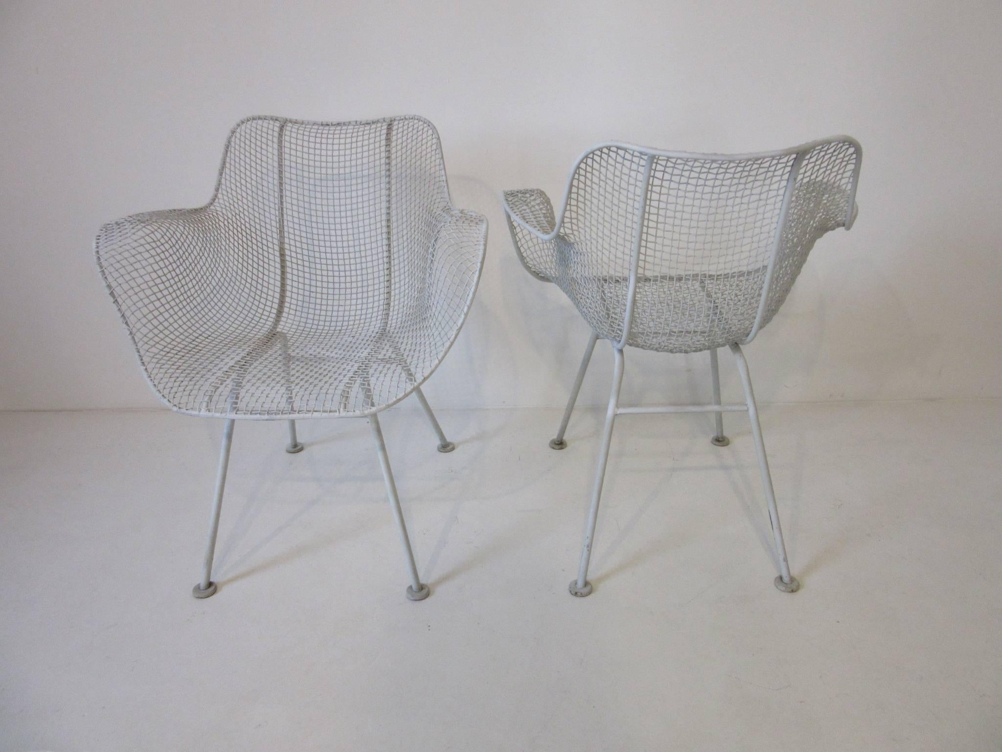 Mid-Century Modern Russell Woodard Sculptura Welded Wire Armchairs in the Style of Eames