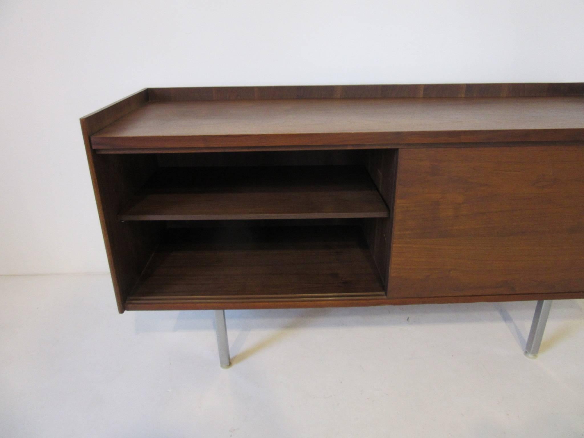 George Nelson Styled Walnut Credenza  In Good Condition In Cincinnati, OH