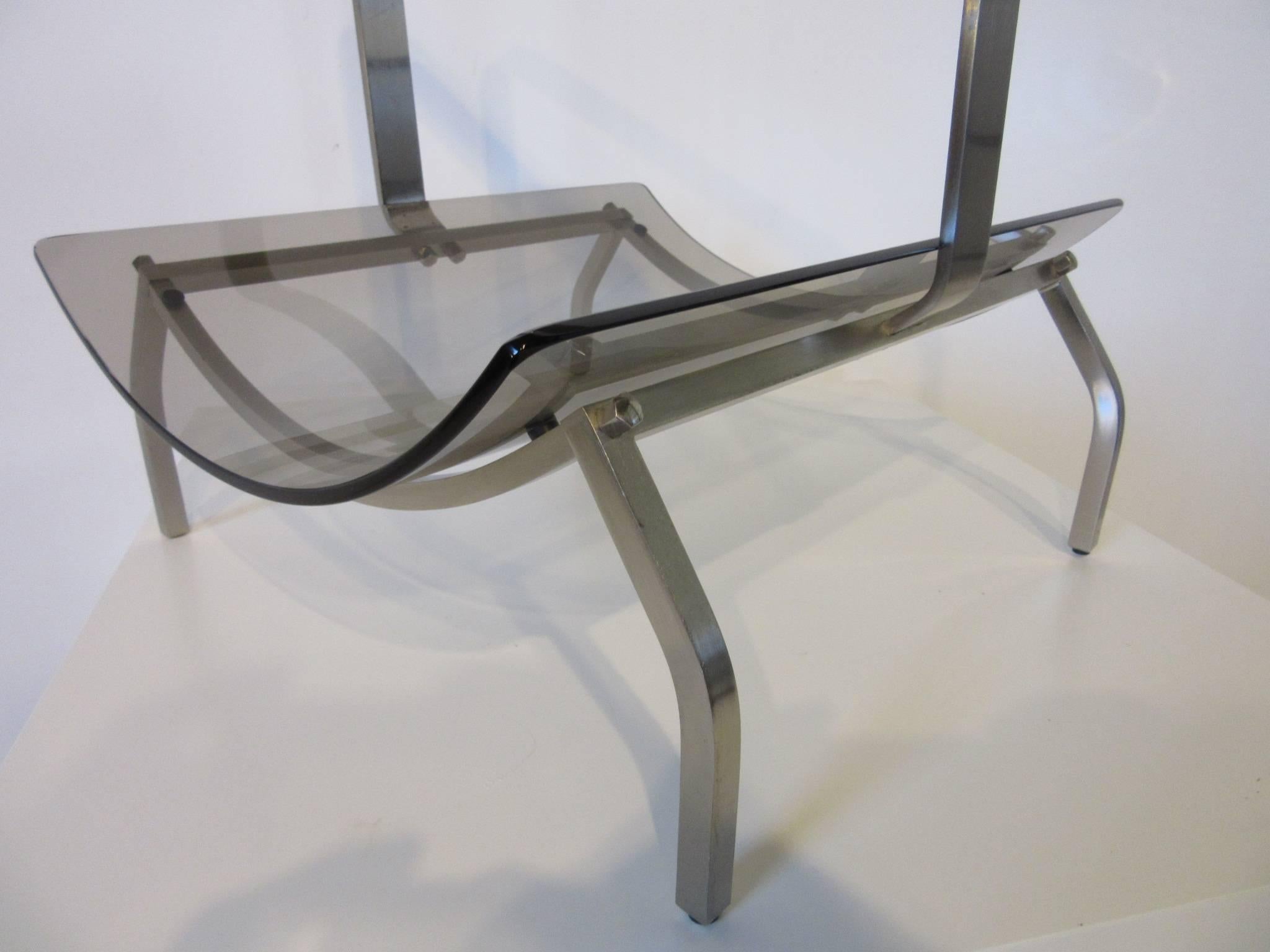 Rare Fontana Arte Stainless and Glass Magazine Rack In Good Condition In Cincinnati, OH