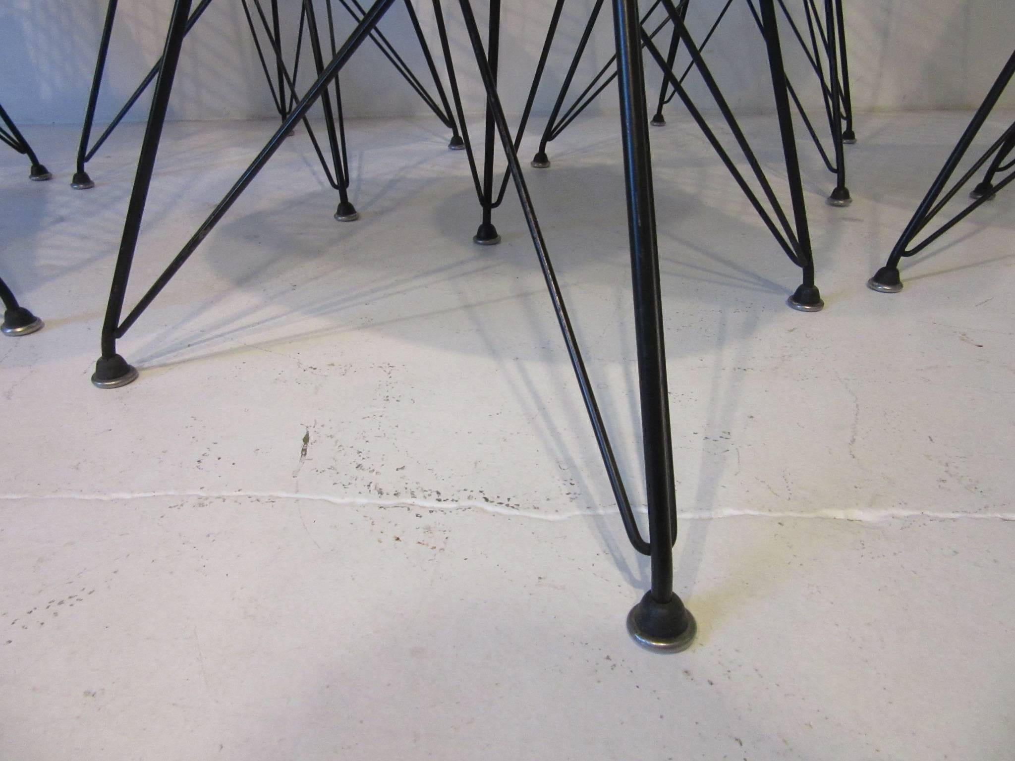20th Century Eames Herman Miller Wire and Upholstered Eiffel Tower Dining Chairs