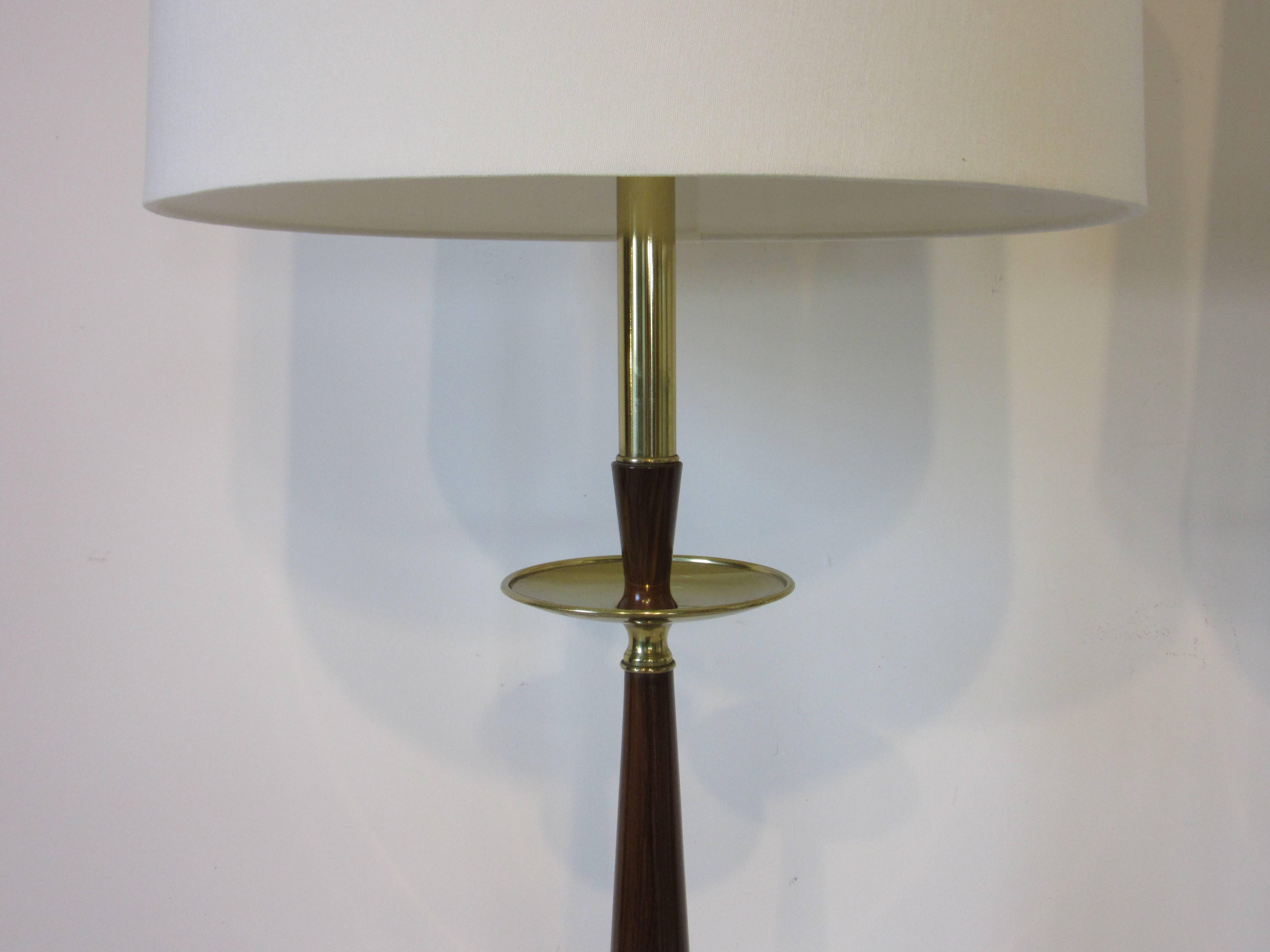 Mid-Century Modern Stiffel Mid-Century Brass and Faux Rosewood Table Lamps