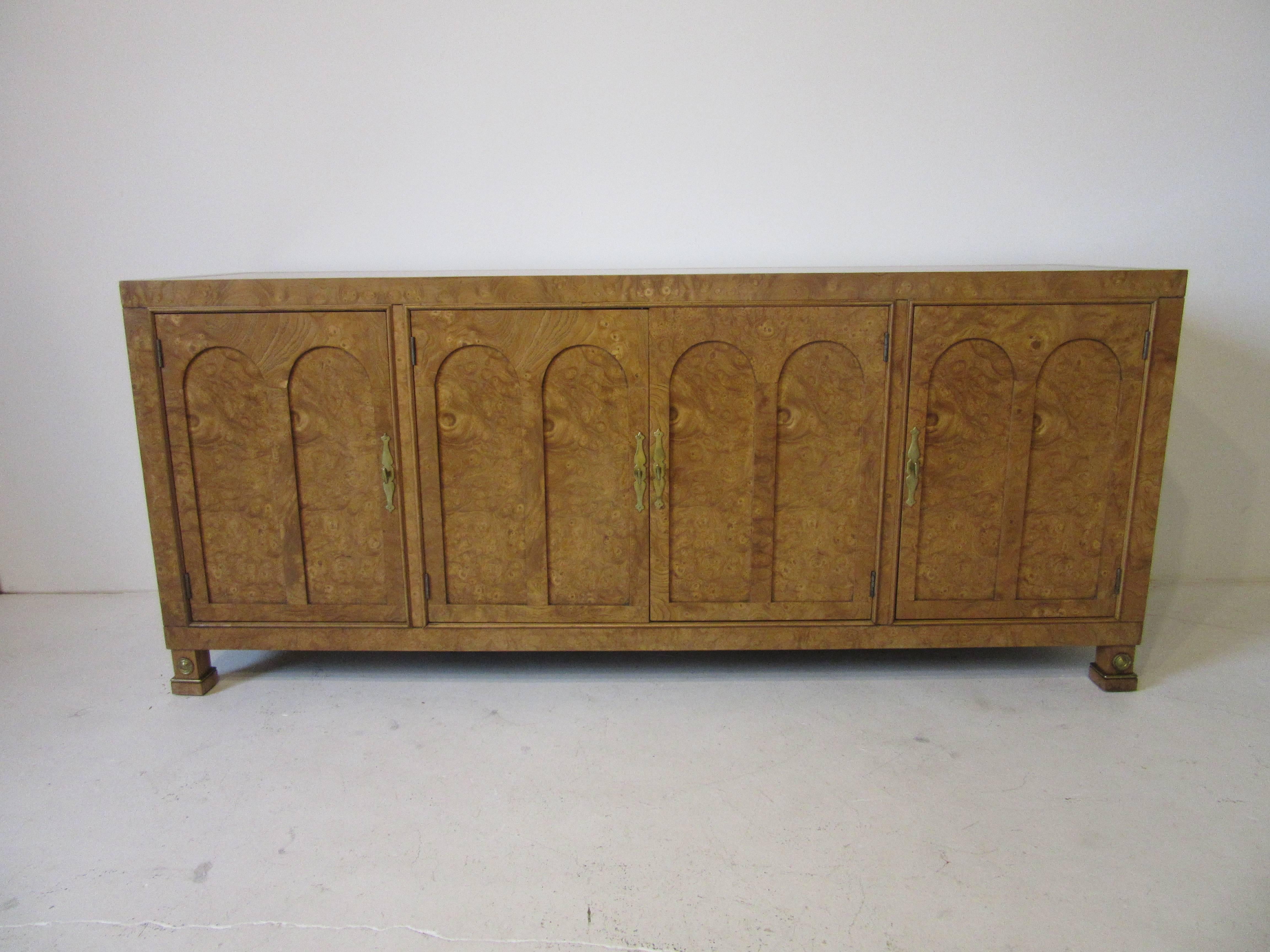 Mastercraft Burl Wood Credenza or Server in the Style of Hollywood Regency 4