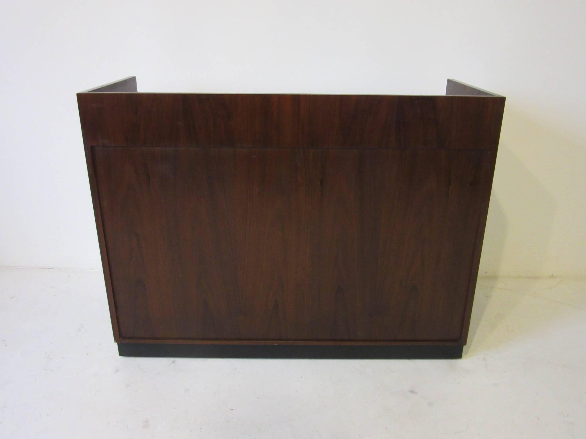 Milo Baughman Rolling Walnut Bar Cabinet for Directional 3