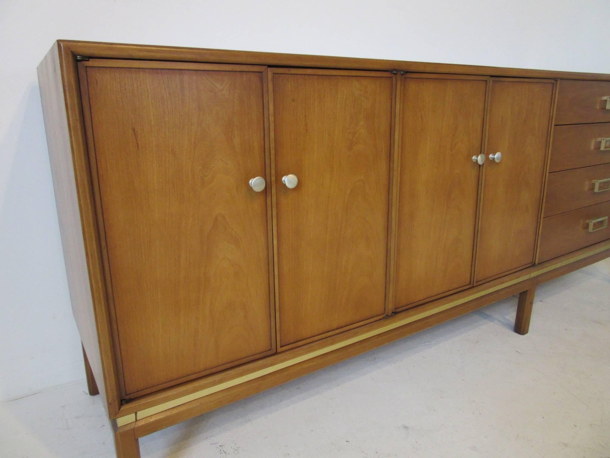 Kip Stewart Mid-Century Mahogany and Brass Server or Sideboard for Drexel 1