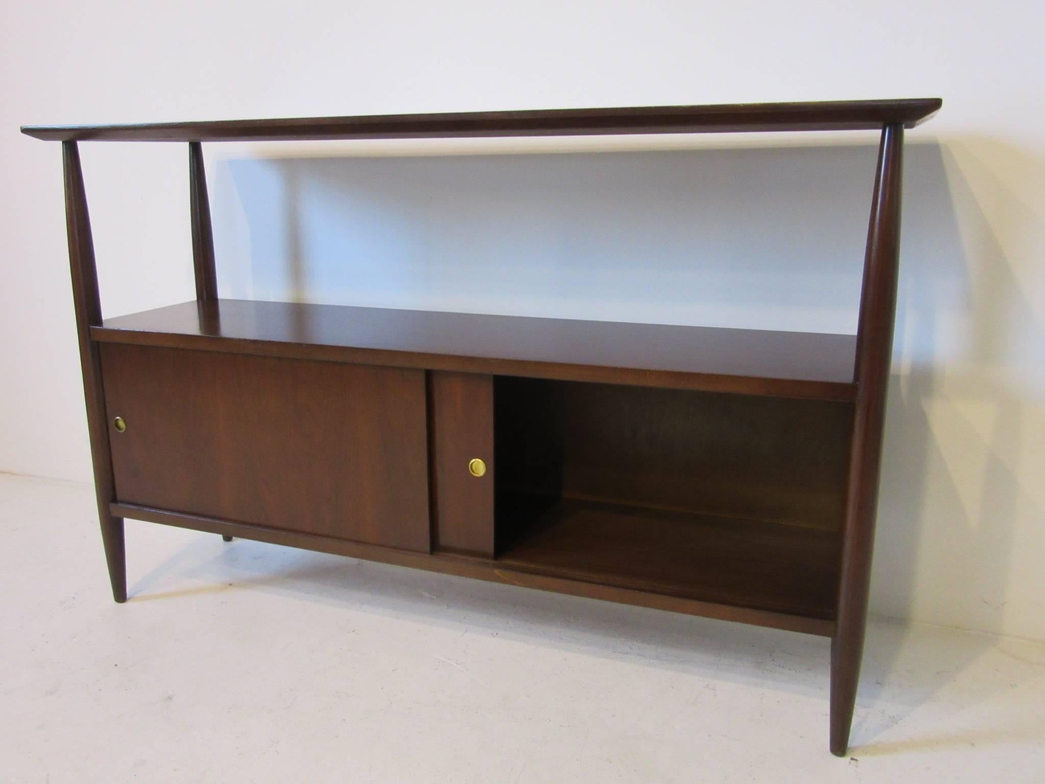 American Walnut Mid-Century Console, Sever or Entertainment Center