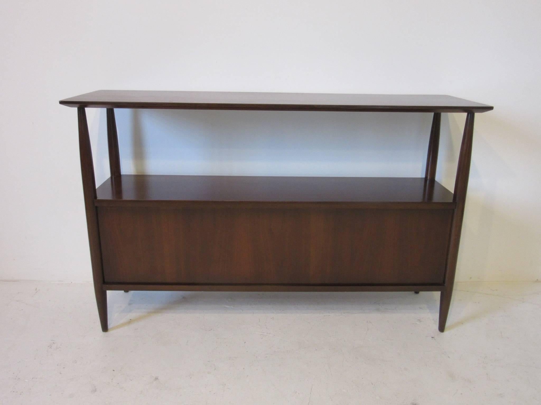 Walnut Mid-Century Console, Sever or Entertainment Center 1