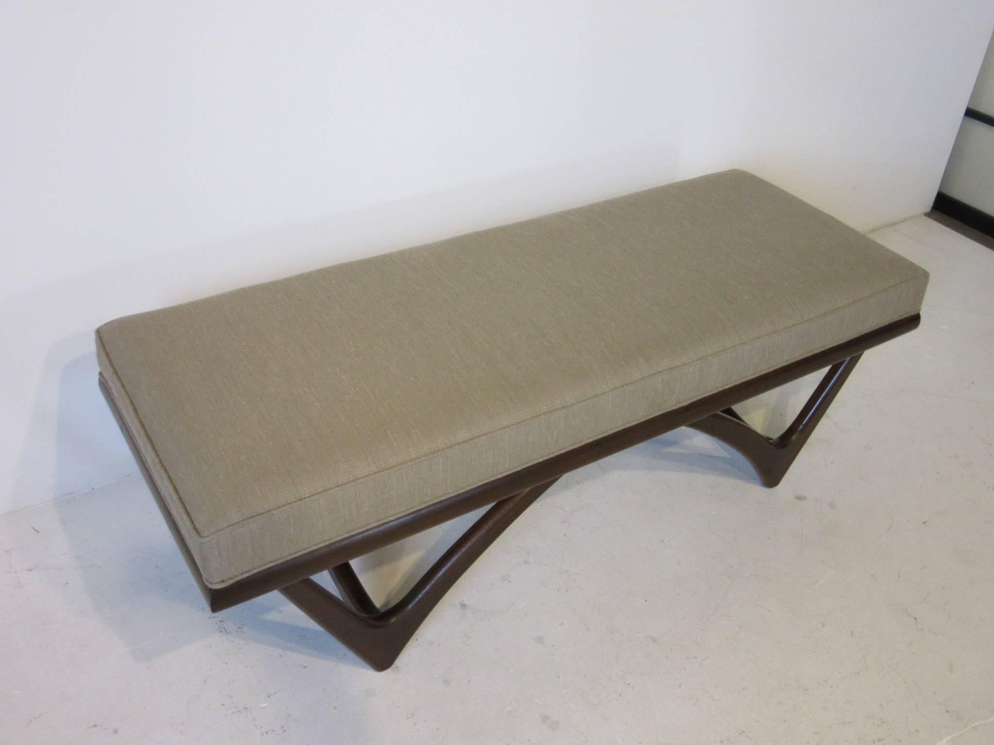 20th Century Adrian Pearsall Styled Sculptural Wood Upholstered Bench