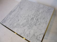 Milo Baughman Styled Brass and Italian Marble Coffee Table
