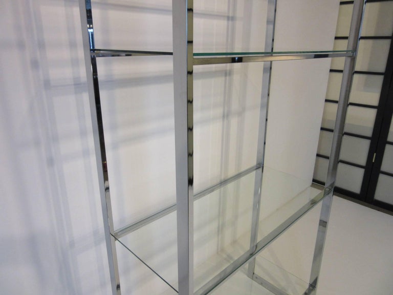 20th Century Milo Baughman Styled Chrome and Glass Etagere