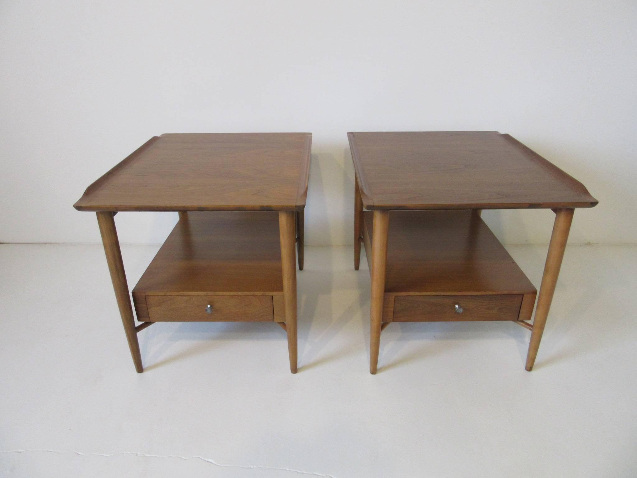 Finn Juhl Styled Wooden Mahogany End / Side Tables or Nightstands by Morganton In Good Condition In Cincinnati, OH