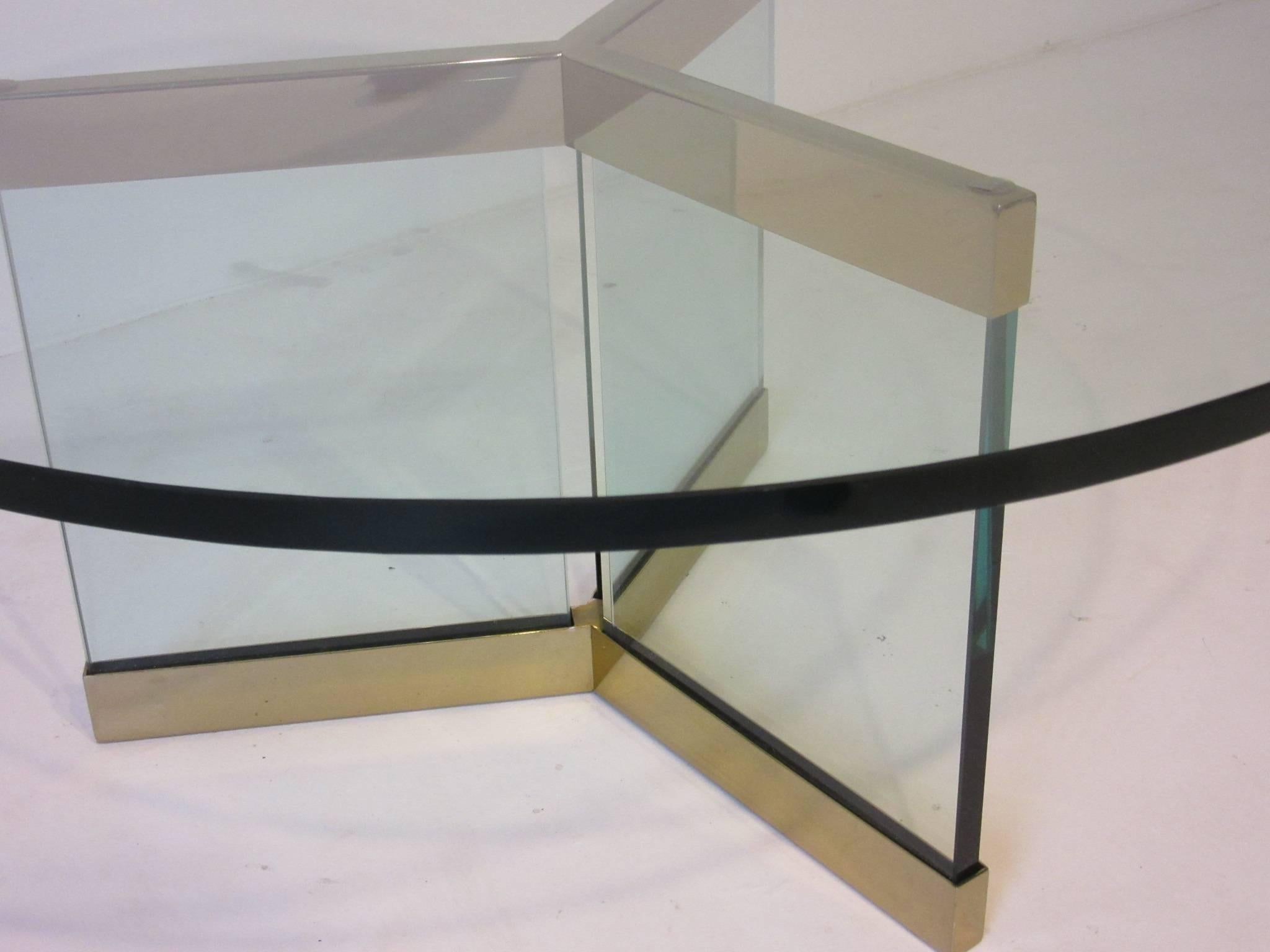 American Brass and Glass Coffee Table Designed by Leon Pace