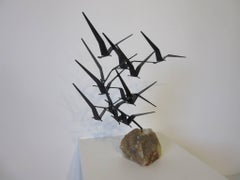 Curtis Jere Metal and Stone Bird Sculpture