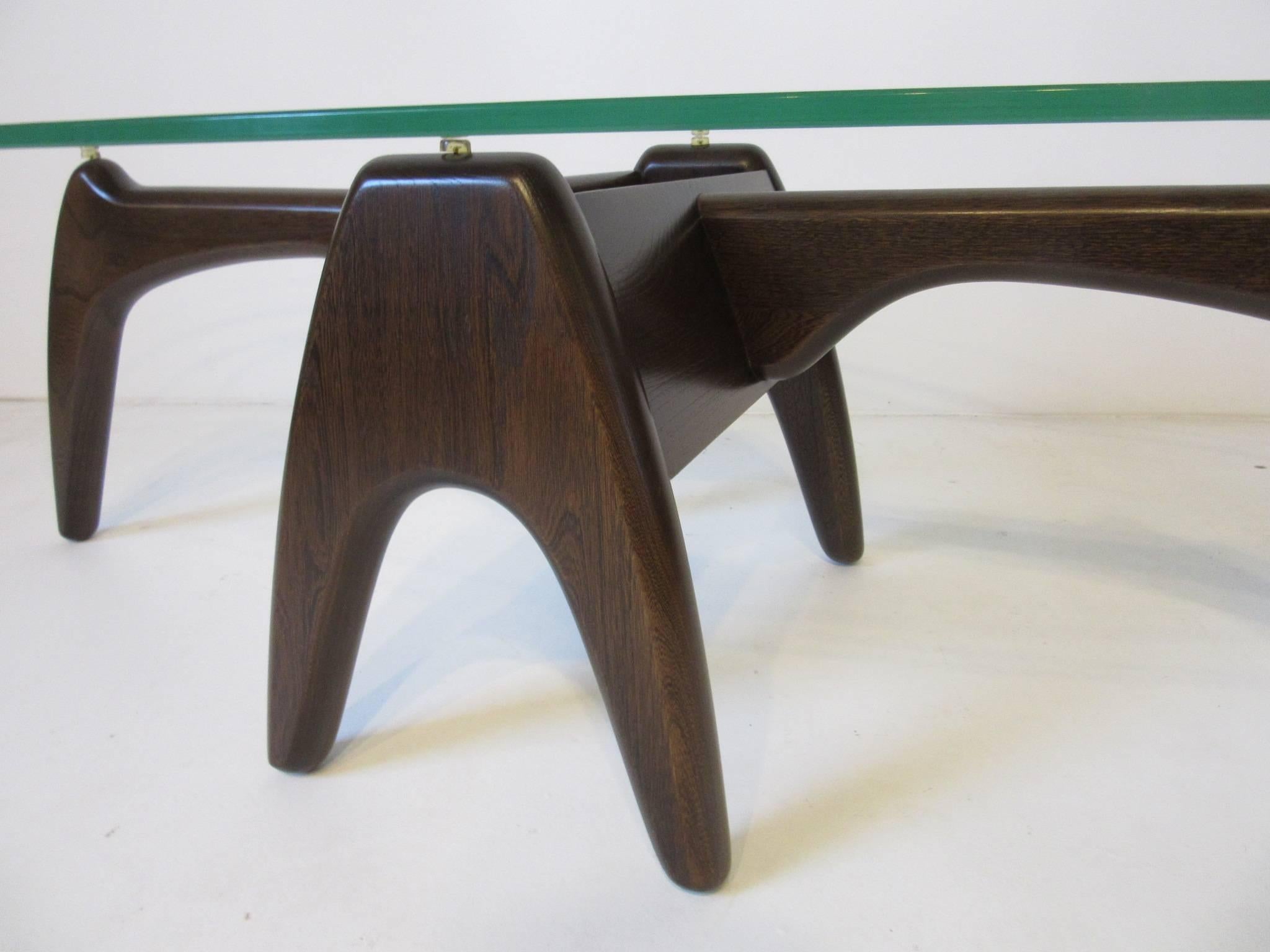 20th Century Sculptural Wood and Glass Coffee Table in the Style of Adrian Pearsall