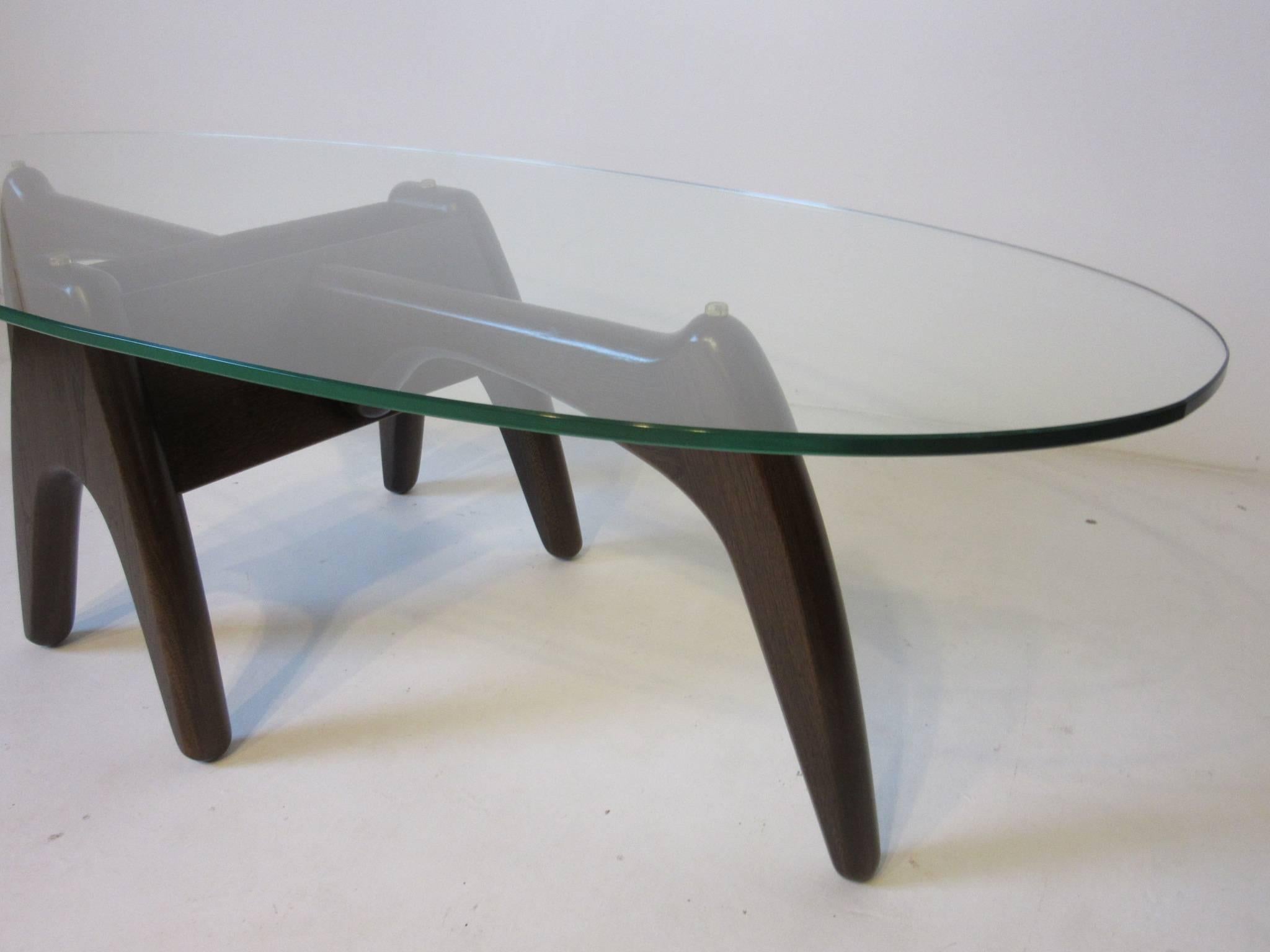 American Sculptural Wood and Glass Coffee Table in the Style of Adrian Pearsall