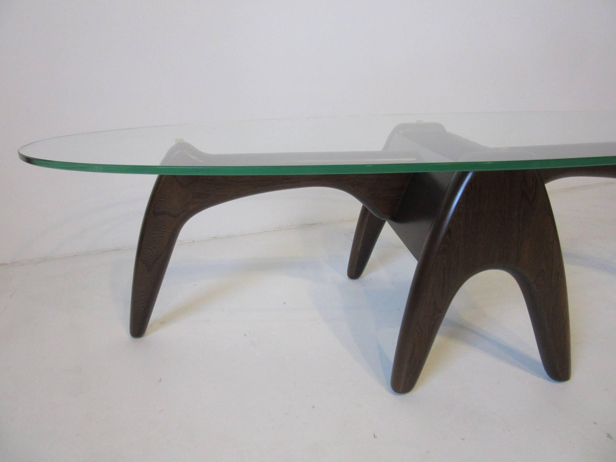 Sculptural Wood and Glass Coffee Table in the Style of Adrian Pearsall In Excellent Condition In Cincinnati, OH