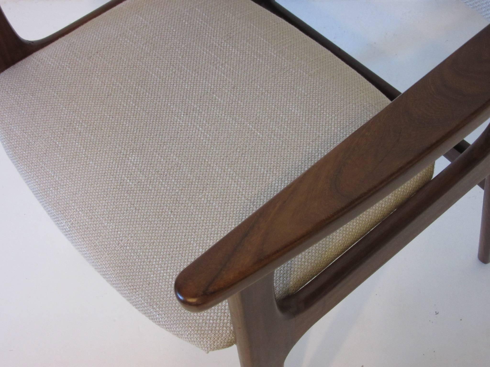 Mid-Century Modern Danish Upholstered Wood Dining Chairs by Erik Buch