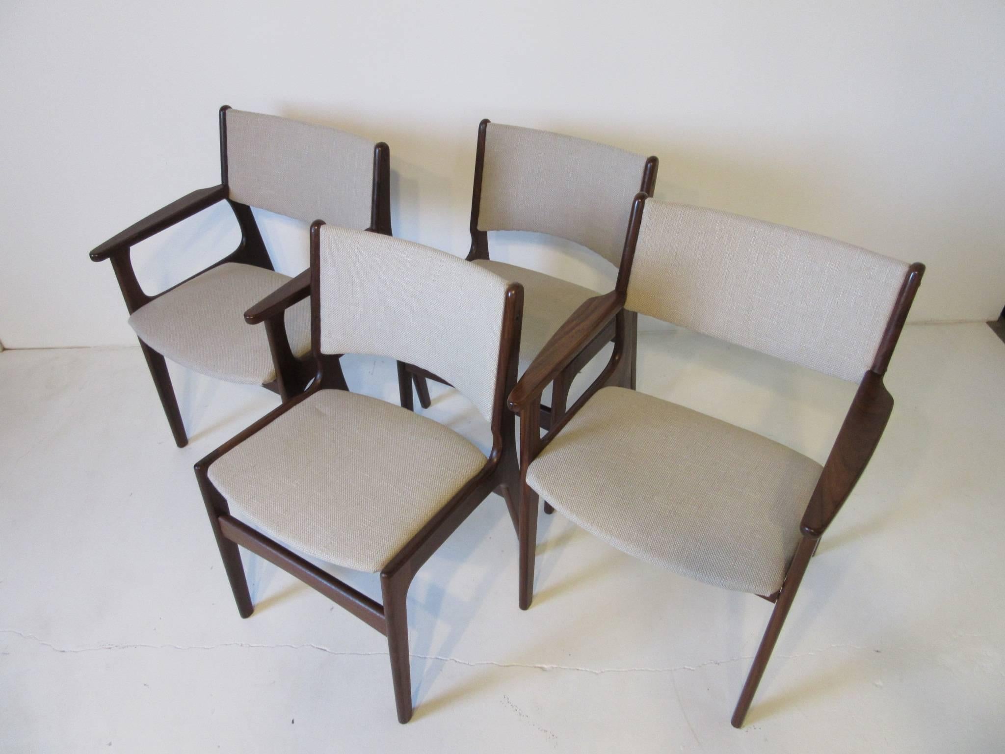 Danish Upholstered Wood Dining Chairs by Erik Buch In Good Condition In Cincinnati, OH