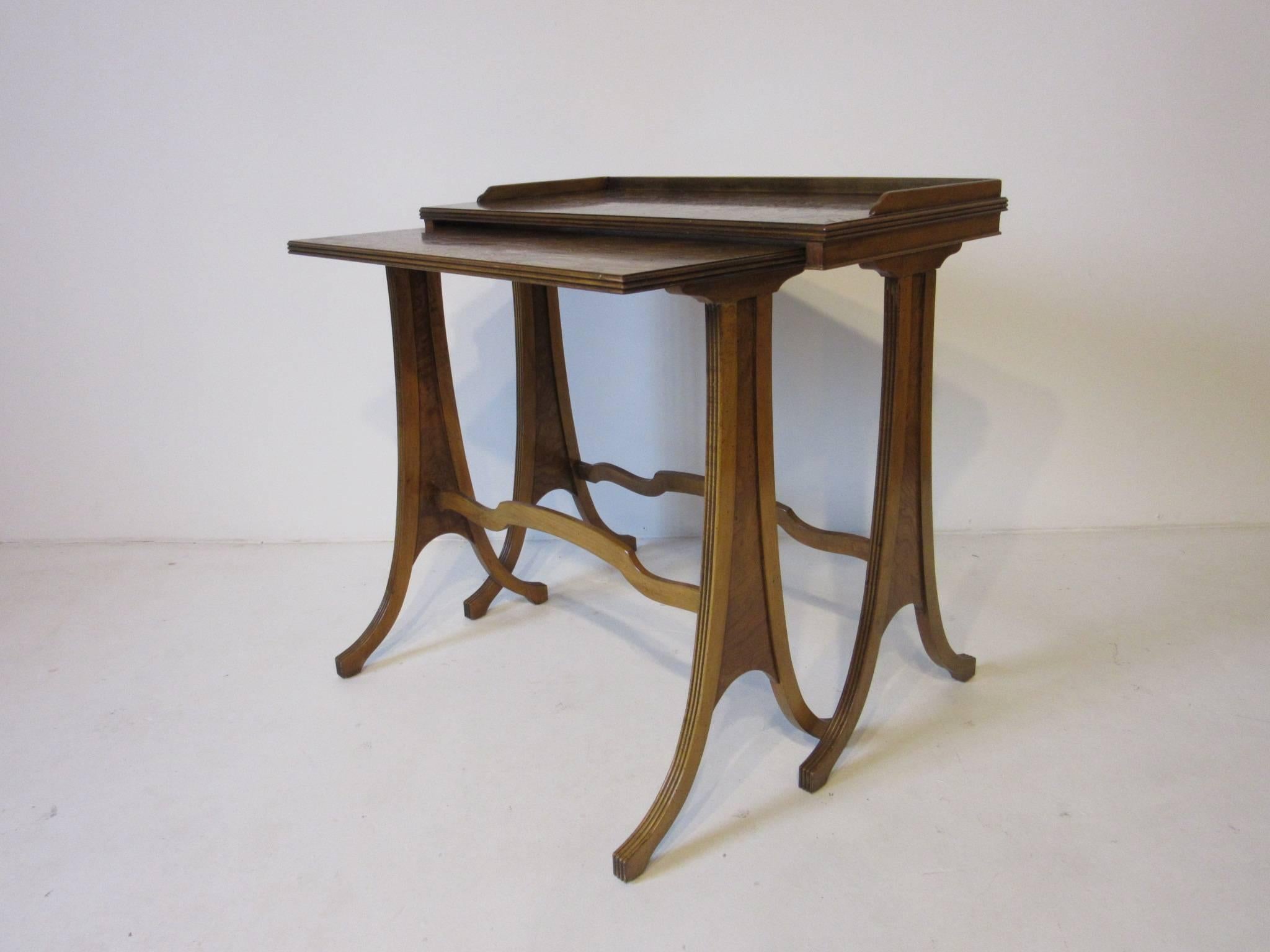 Baker Burl Wood Nesting Side Tables In Good Condition In Cincinnati, OH