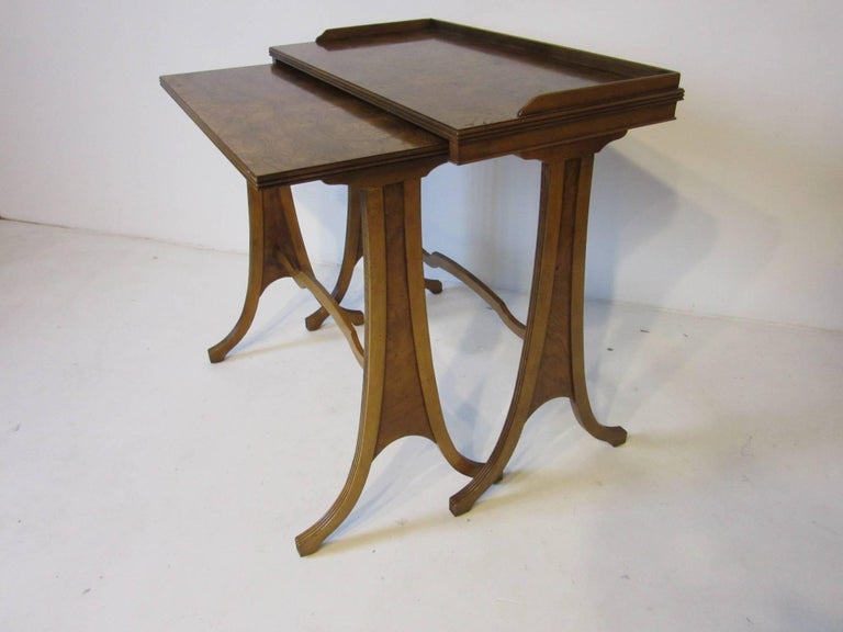 Baker Burl Wood Nesting Side Tables at 1stDibs
