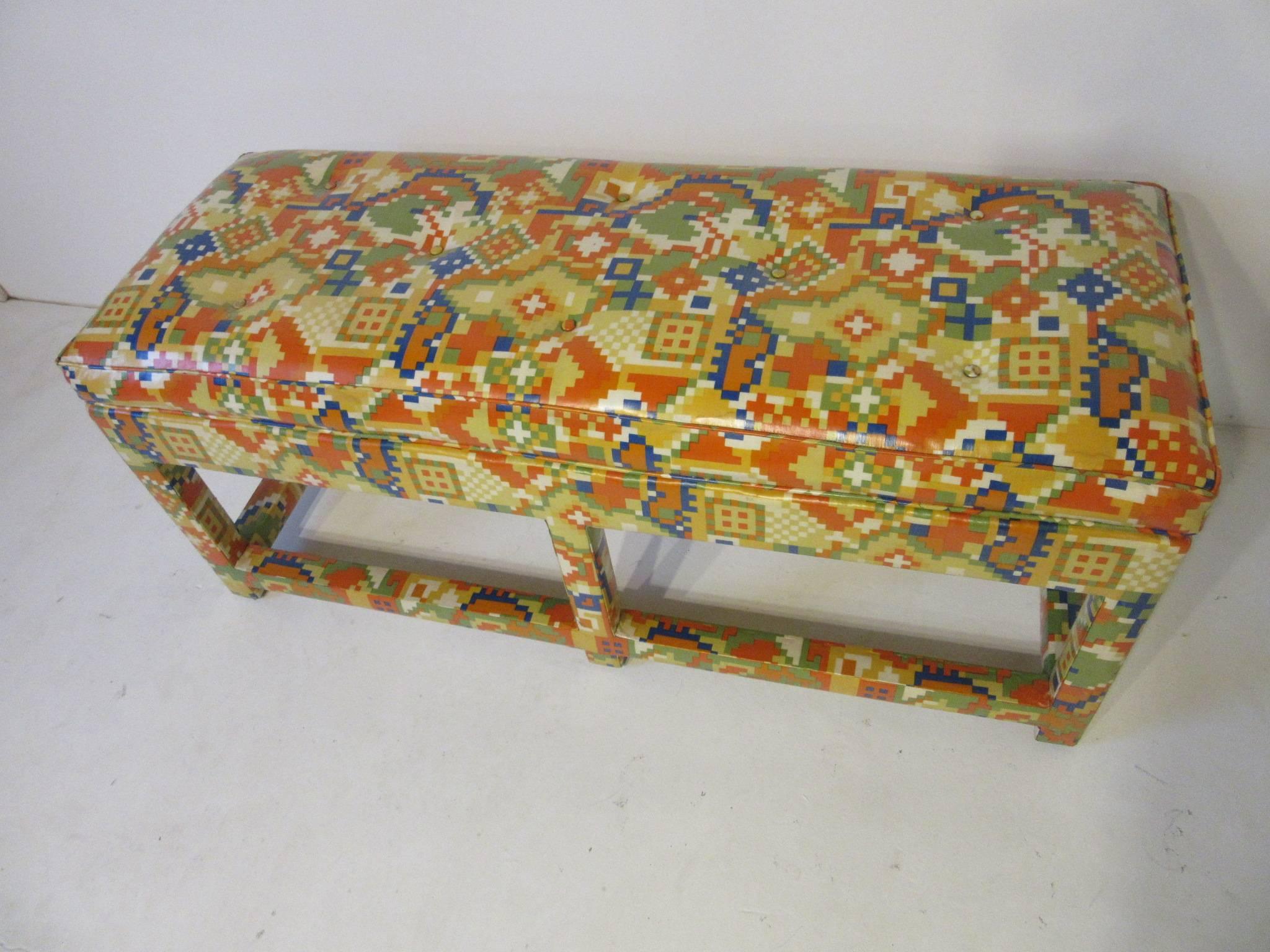 Upholstered Bench in the Manner of Karl Springer and Steve Chase In Good Condition In Cincinnati, OH
