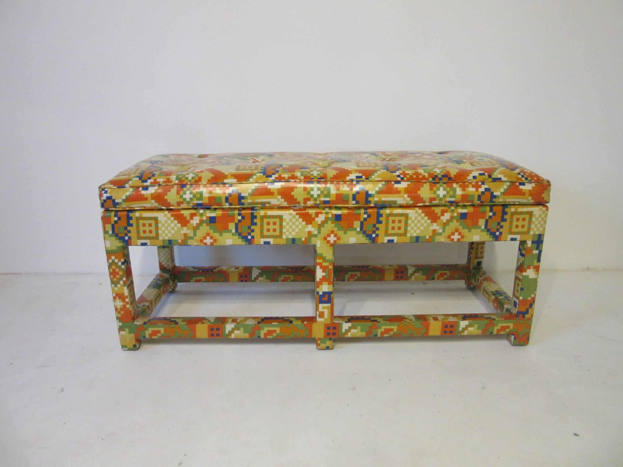 20th Century Upholstered Bench in the Manner of Karl Springer and Steve Chase