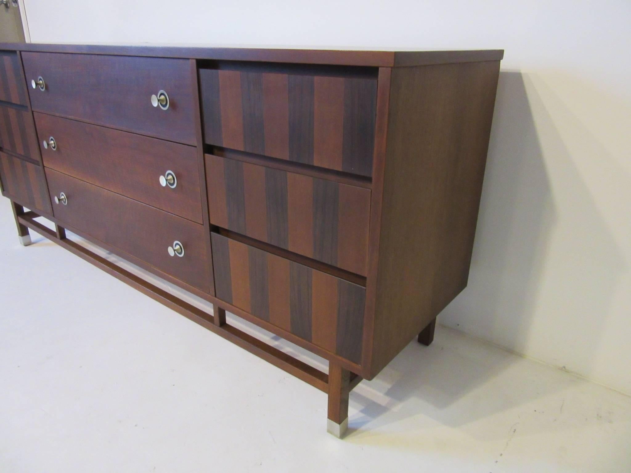 Mid-Century Modern Rosewood and Walnut Midcentury Dresser Chest