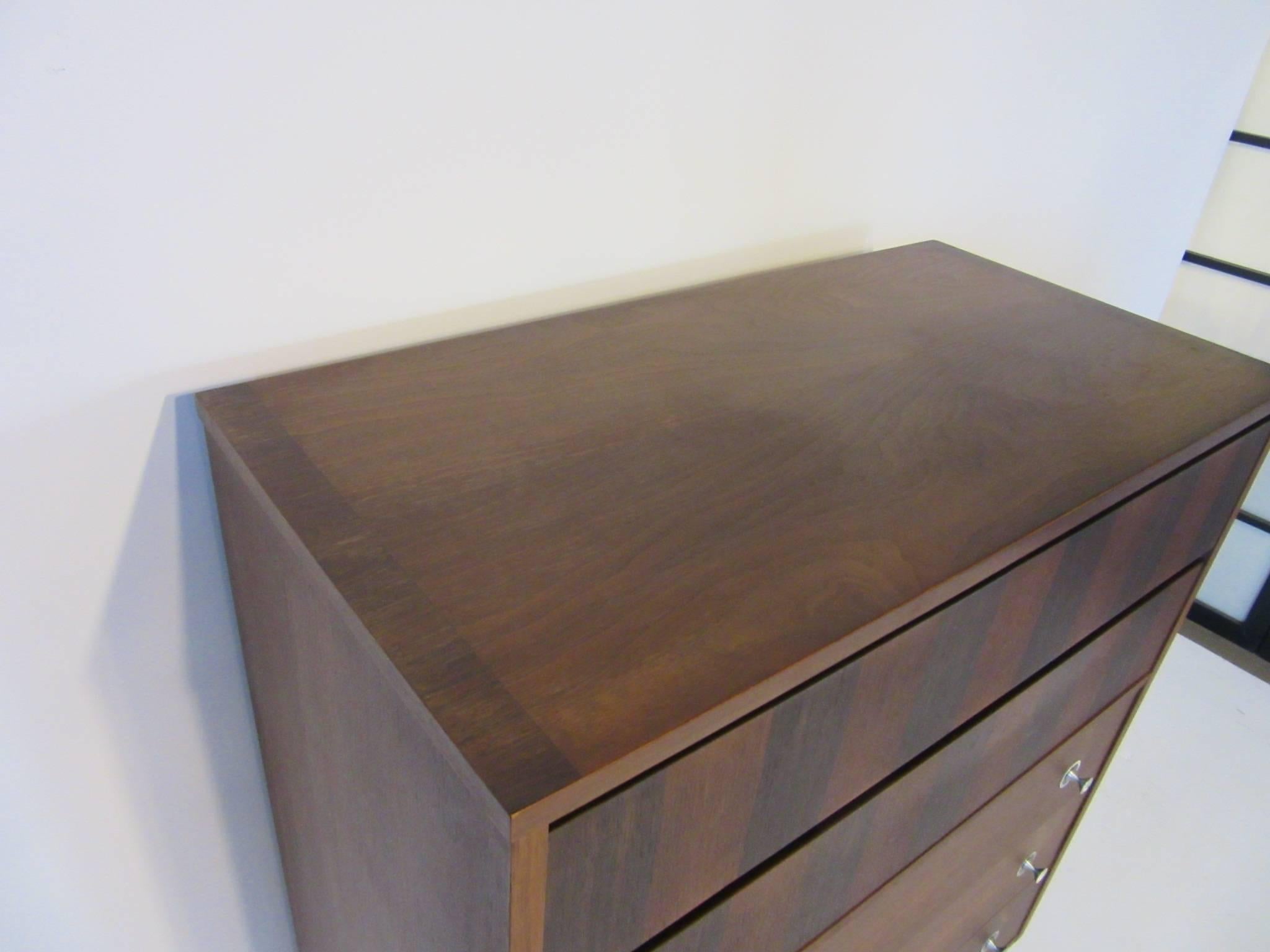 Walnut and Rosewood Tall Dresser Chest by Stanley 1