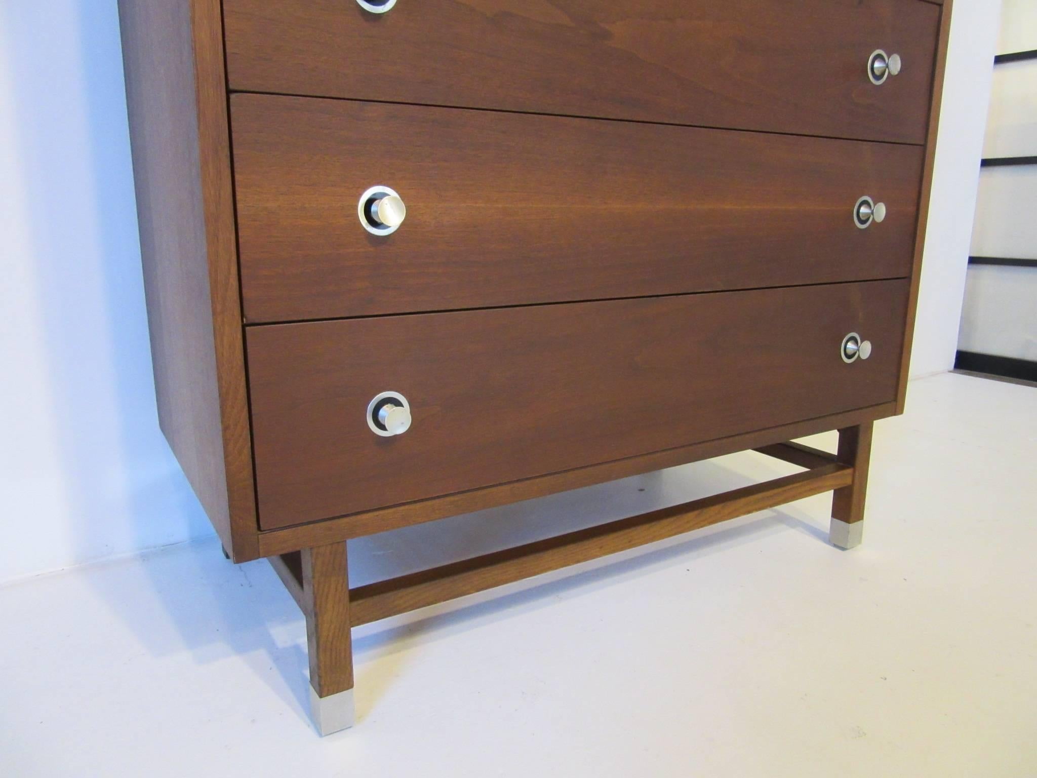 Walnut and Rosewood Tall Dresser Chest by Stanley 2