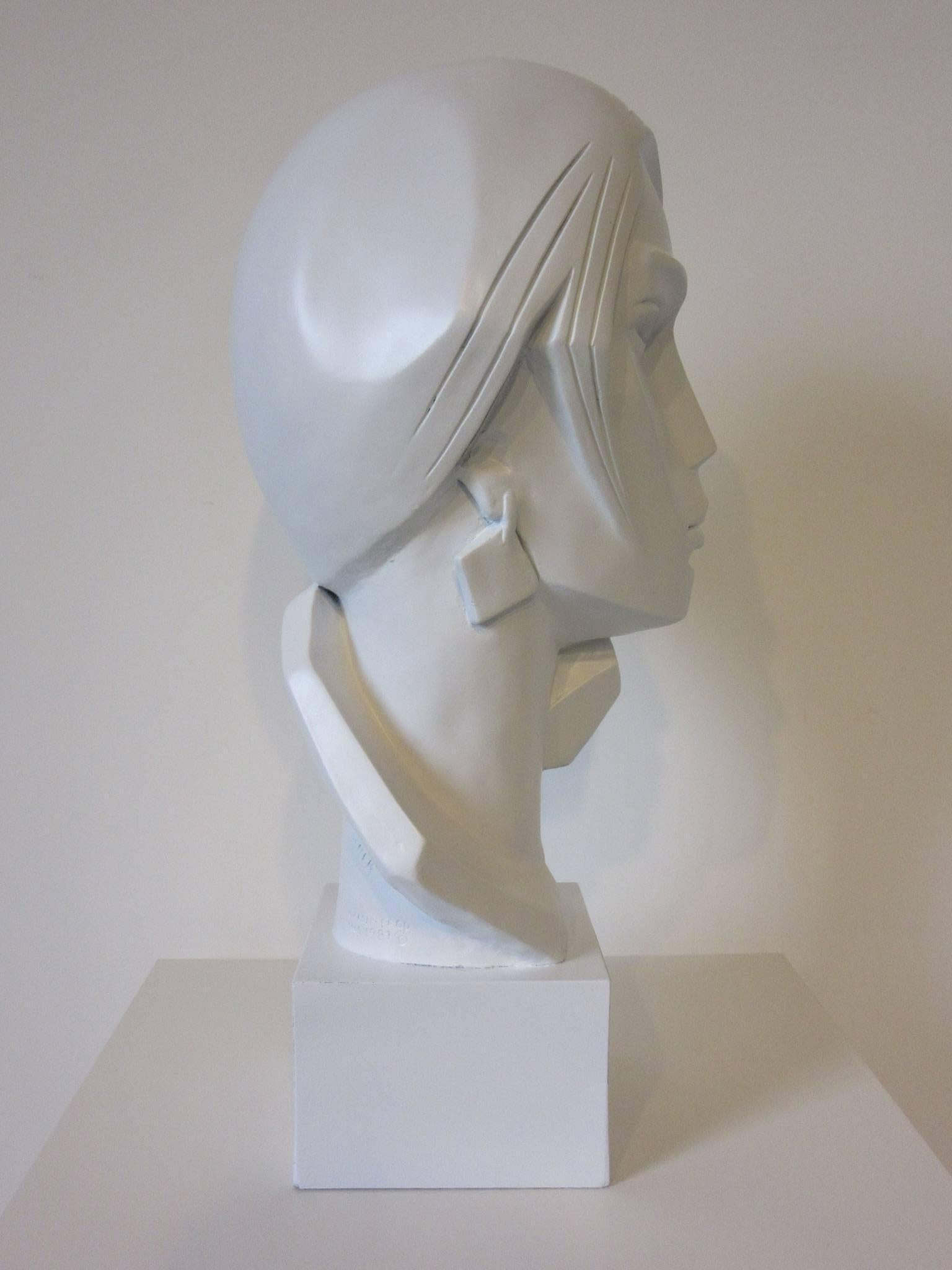 Modern 1980s Large Female Head Sculpture by Austin For Sale