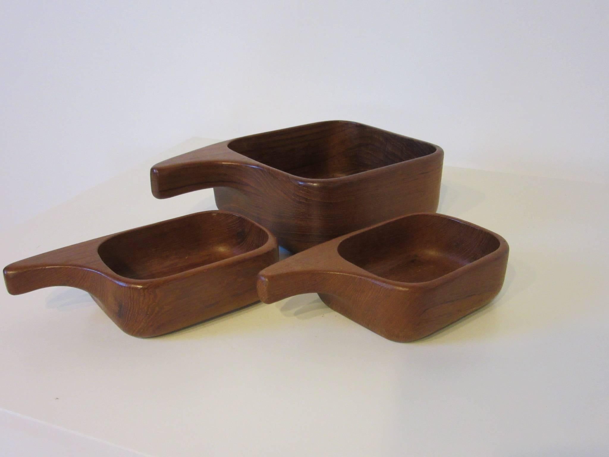 Sigvard Nilsson Teak Nut Bowls for Sowe, Sweden 1