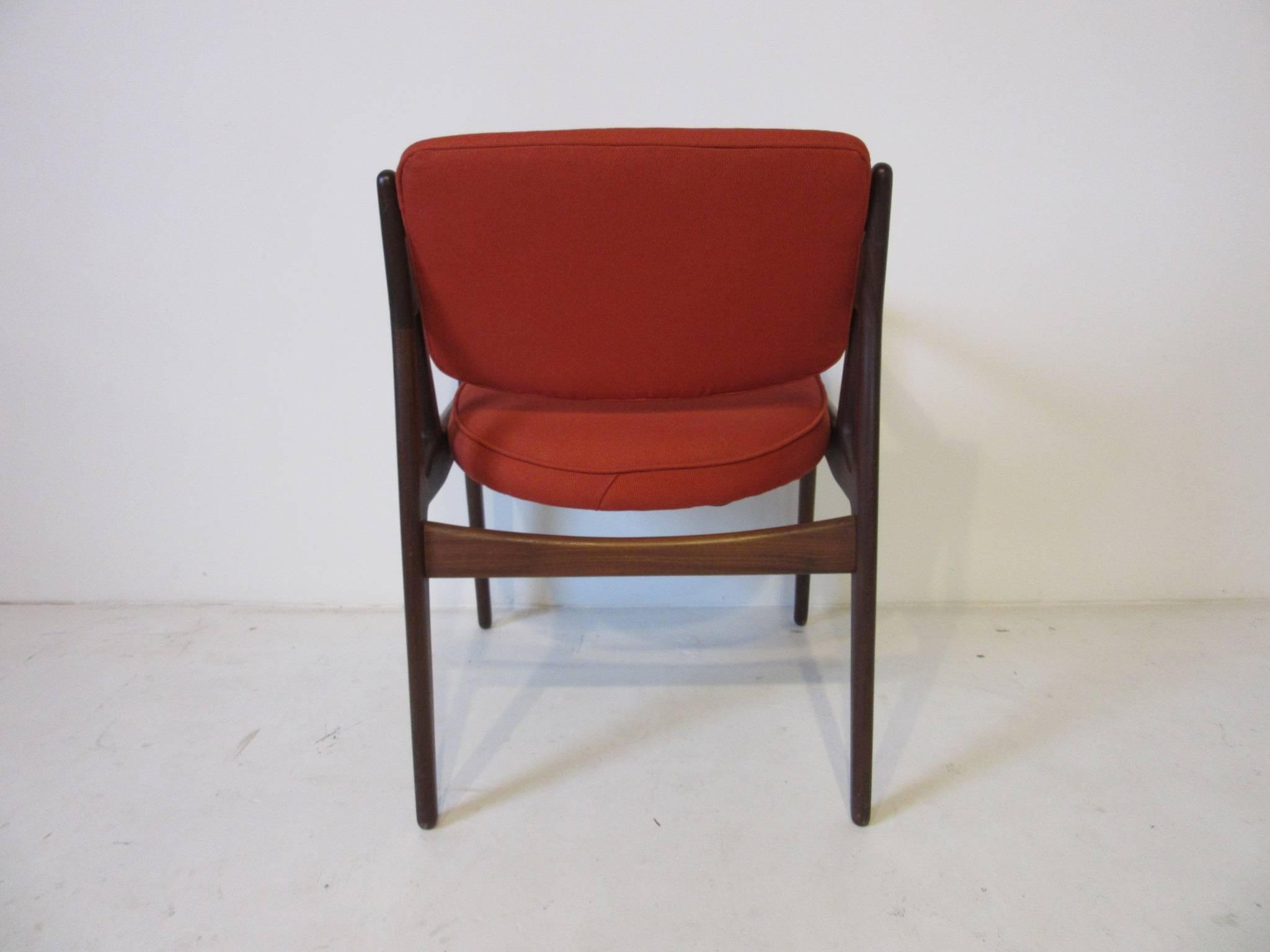 Mid-Century Modern Arne Vodder Teak Tilt Back Upholstered Armchair Denmark For Sale