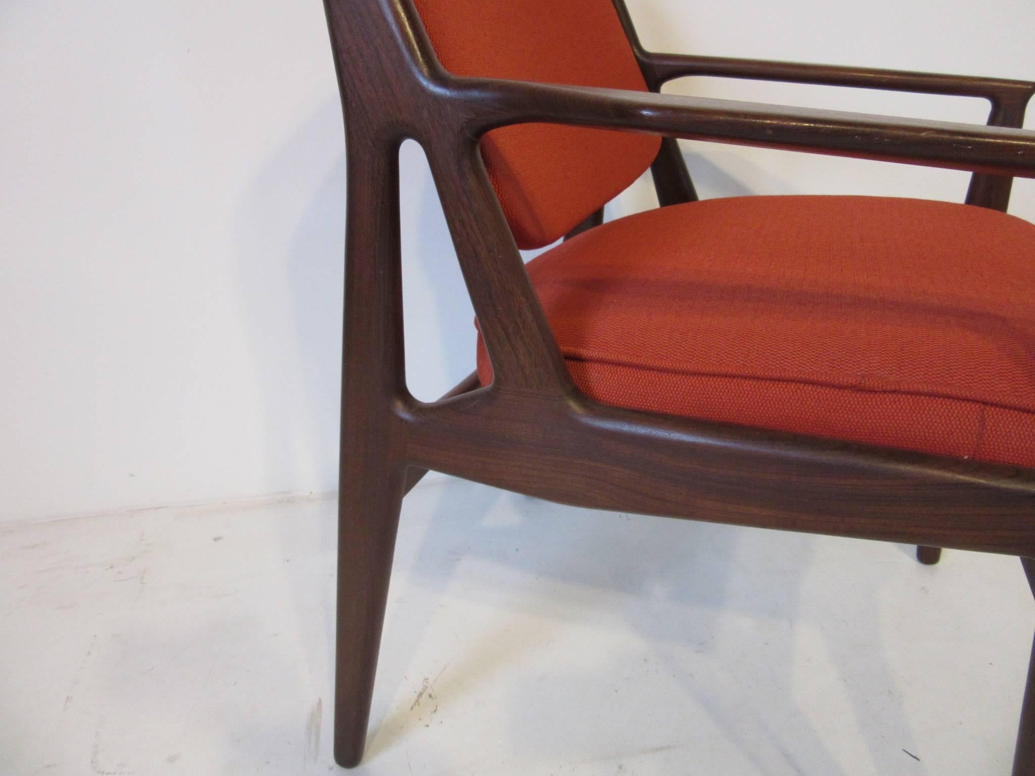 Danish Arne Vodder Teak Tilt Back Upholstered Armchair Denmark For Sale