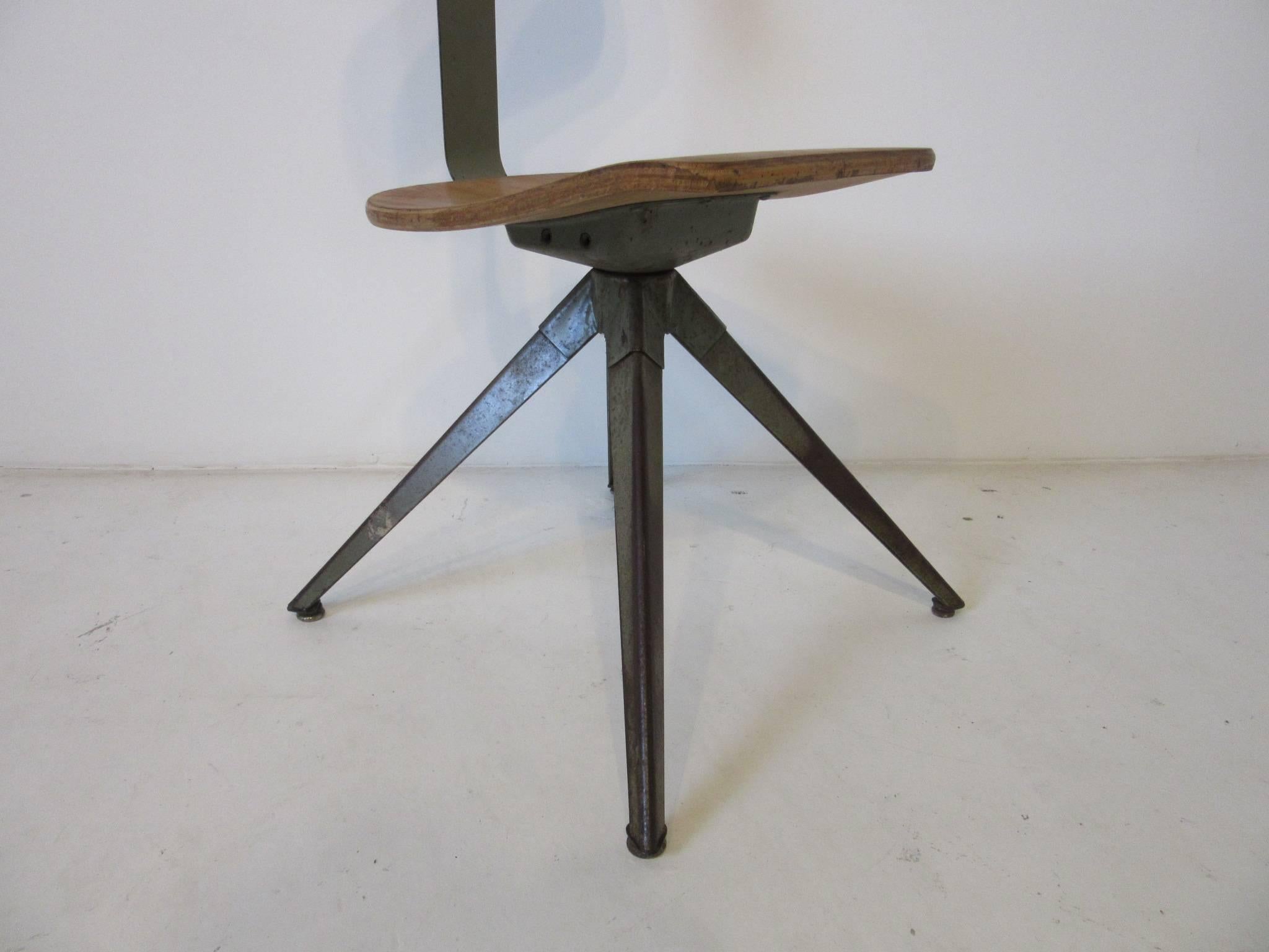 Unknown Splayed Leg Industrial Desk / Side Chair in the Style of Prouve or Olsen