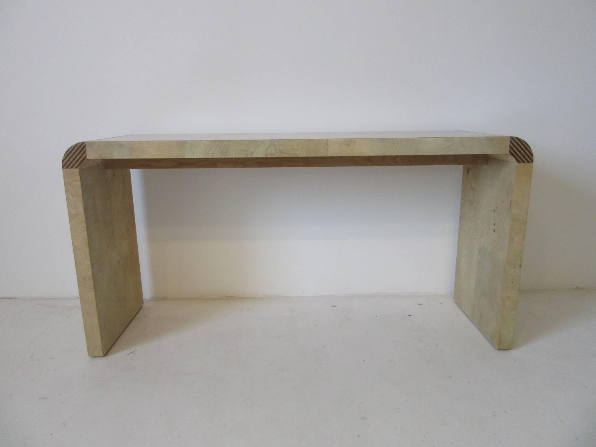 Modern Henredon Scene Two Burl Wood Console Table or Small Desk