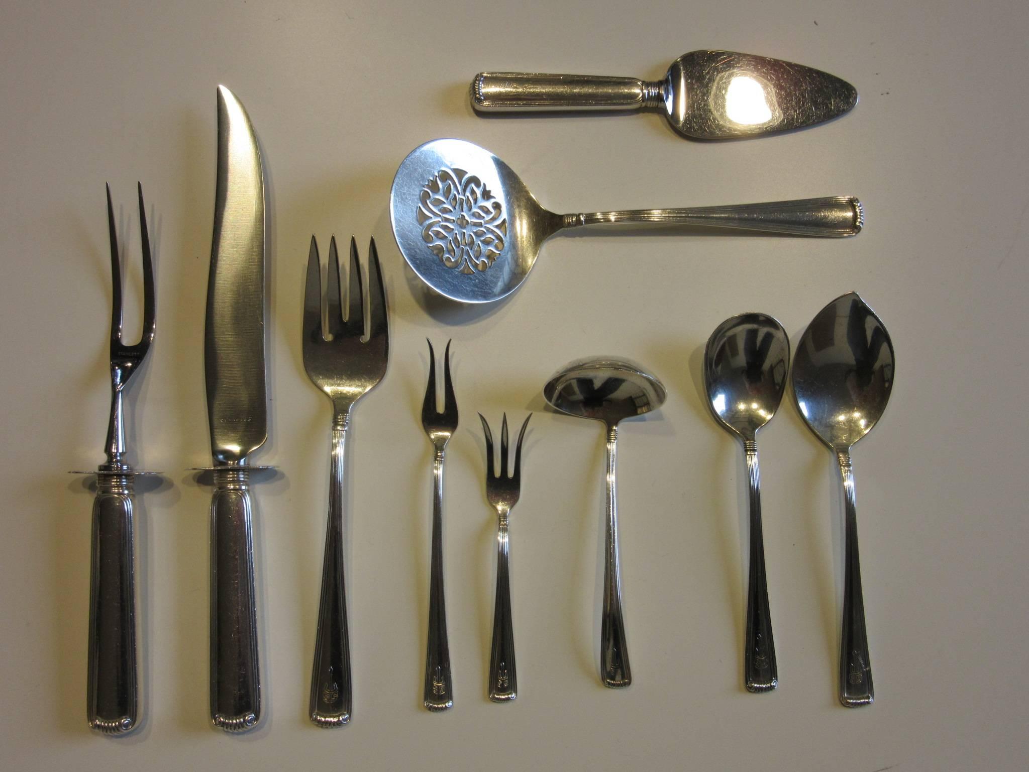 Art Deco 80-Piece Sterling Flatware Set by Frank Herschede Co.