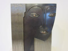 Modern Styled Chrome Face Vase Sculpture