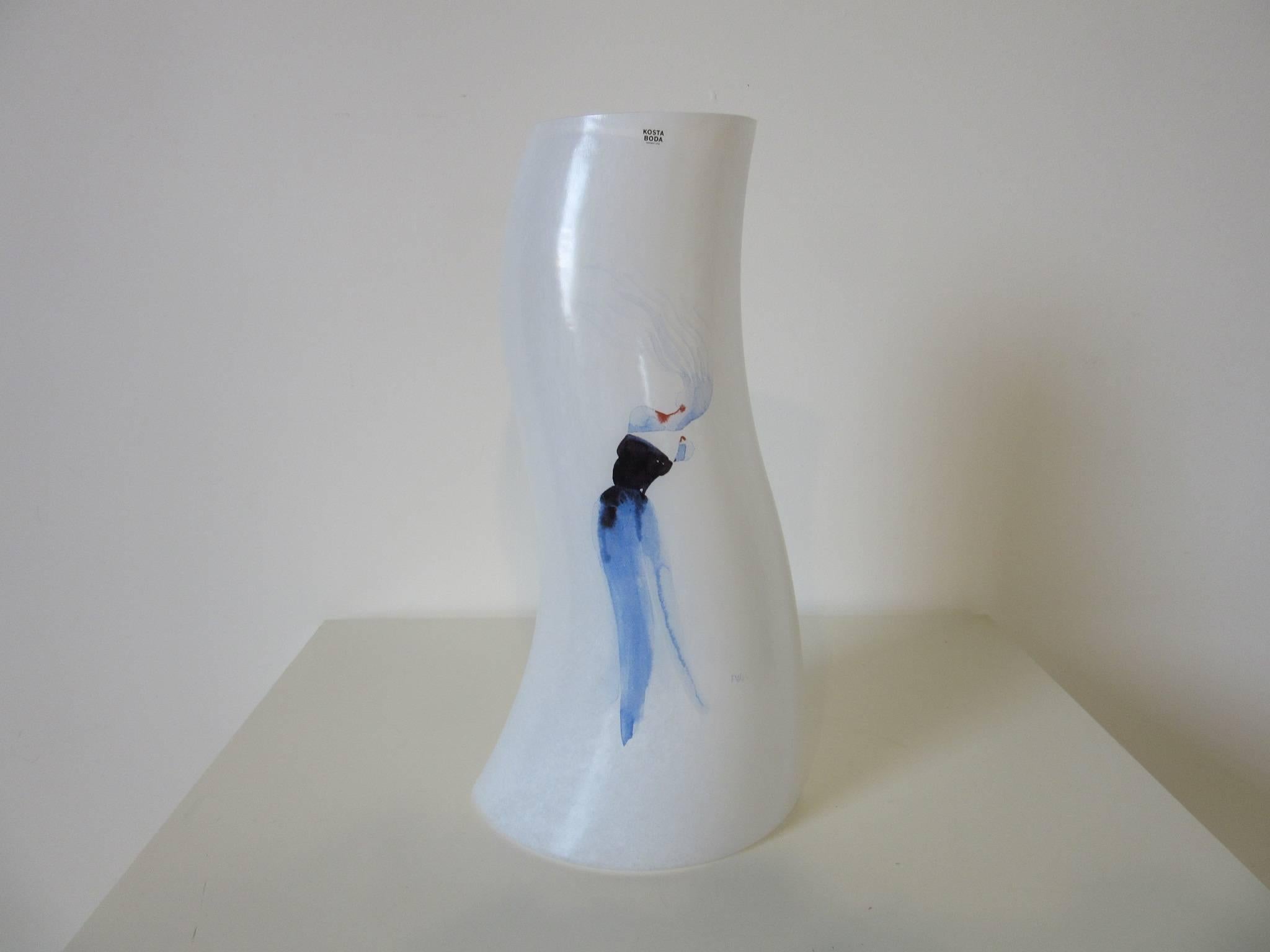 Modern Large Kjell Engman Kosta Boda Cat Walk Swedish Glass Vase For Sale