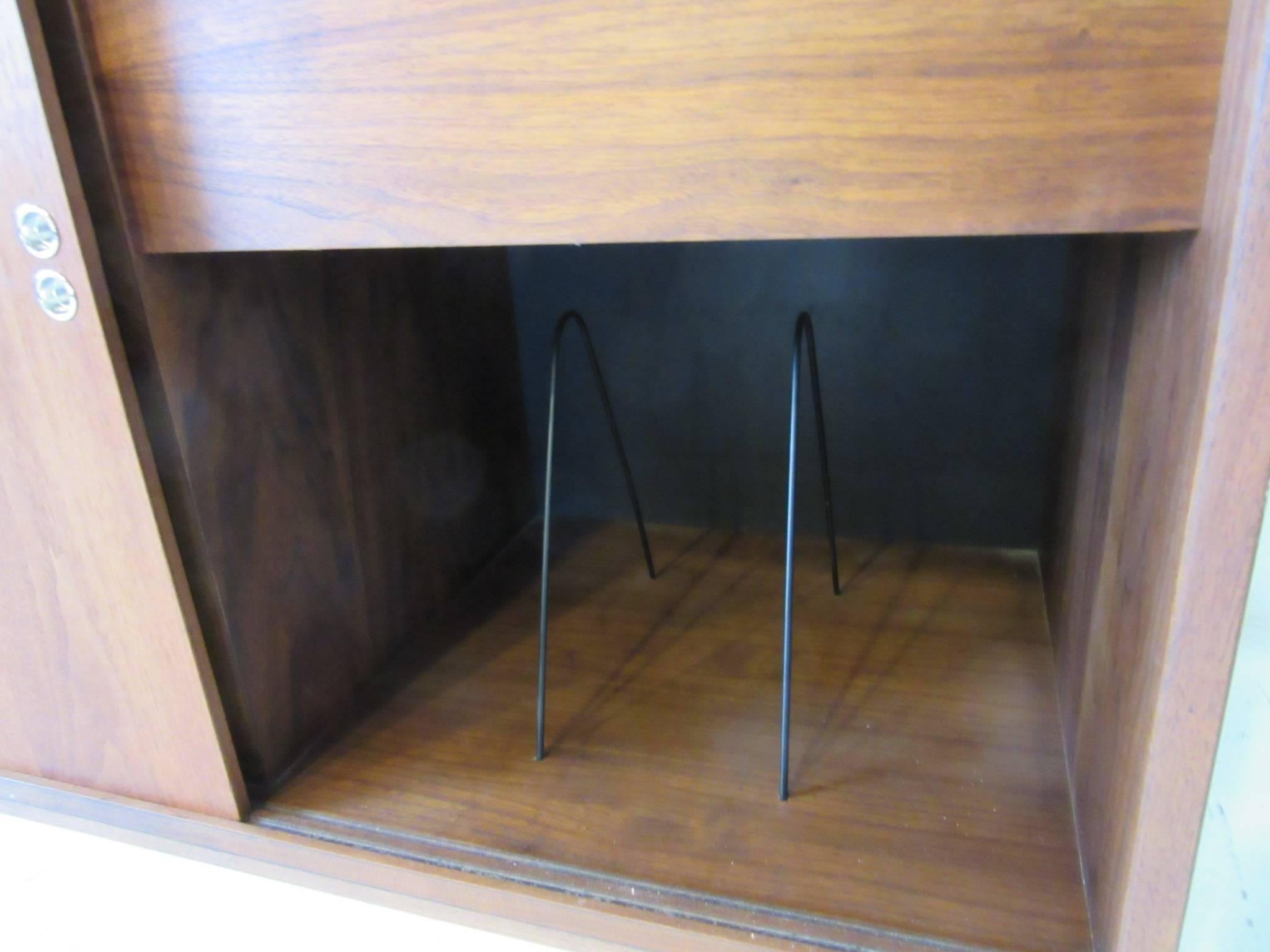 American Midcentury Walnut Stereo and Record Cabinet