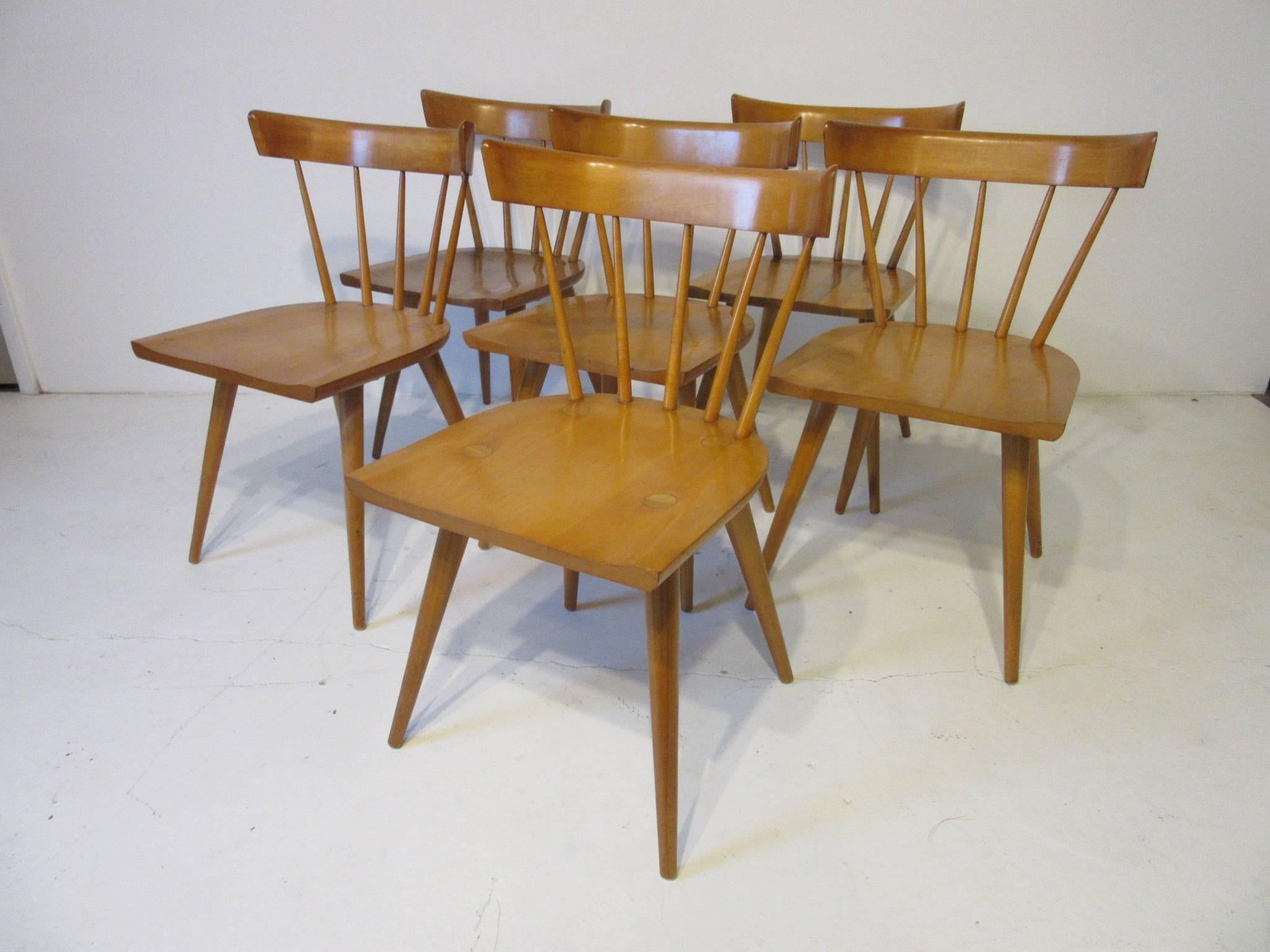 Paul McCobb Set of Six Spindle Back Planner Group Dining Chairs 1