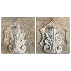 Pair of 19th Century Mounted Zinc Architectural Fragments Pair of 19th Century Mounted Zinc Architectural Fragments