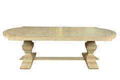 French Louis XIV Style Trestle Table in Painted Wood