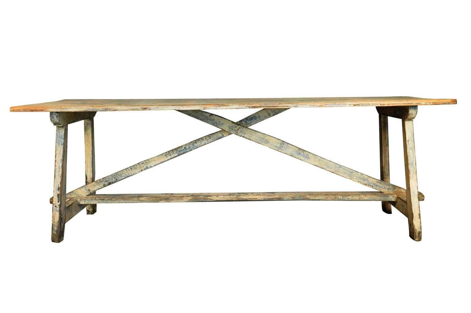 Spanish 19th Century Farm Table in Painted Wood 1