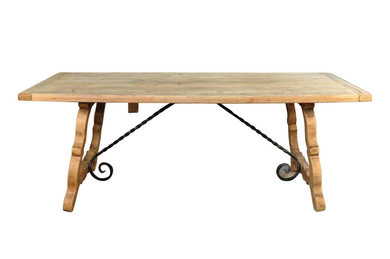 Bleached French Farm Table - Trestle Table in Washed Oak