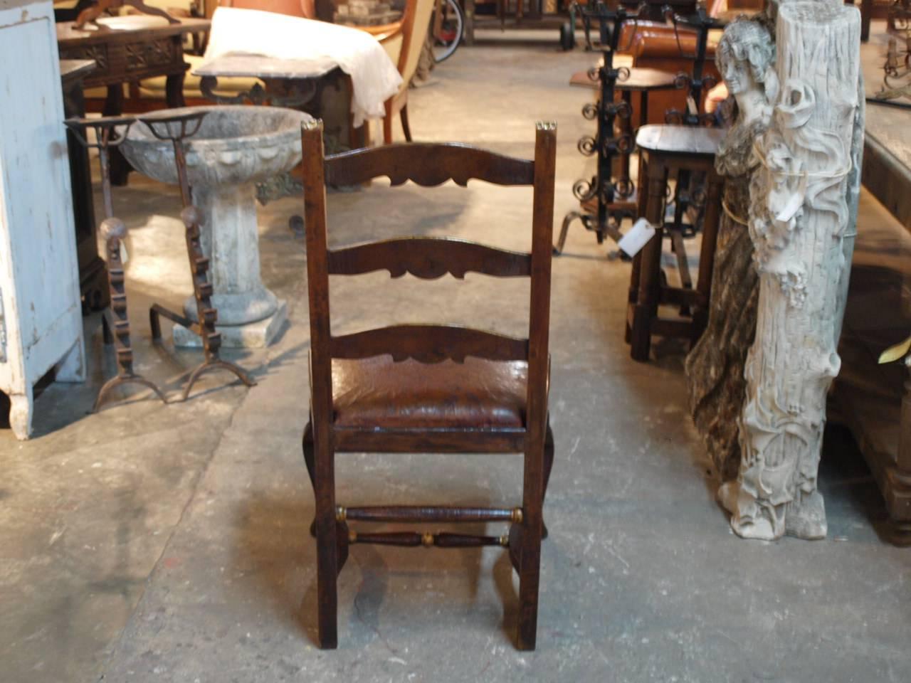 Leather Pair of 18th Century Italian Chairs