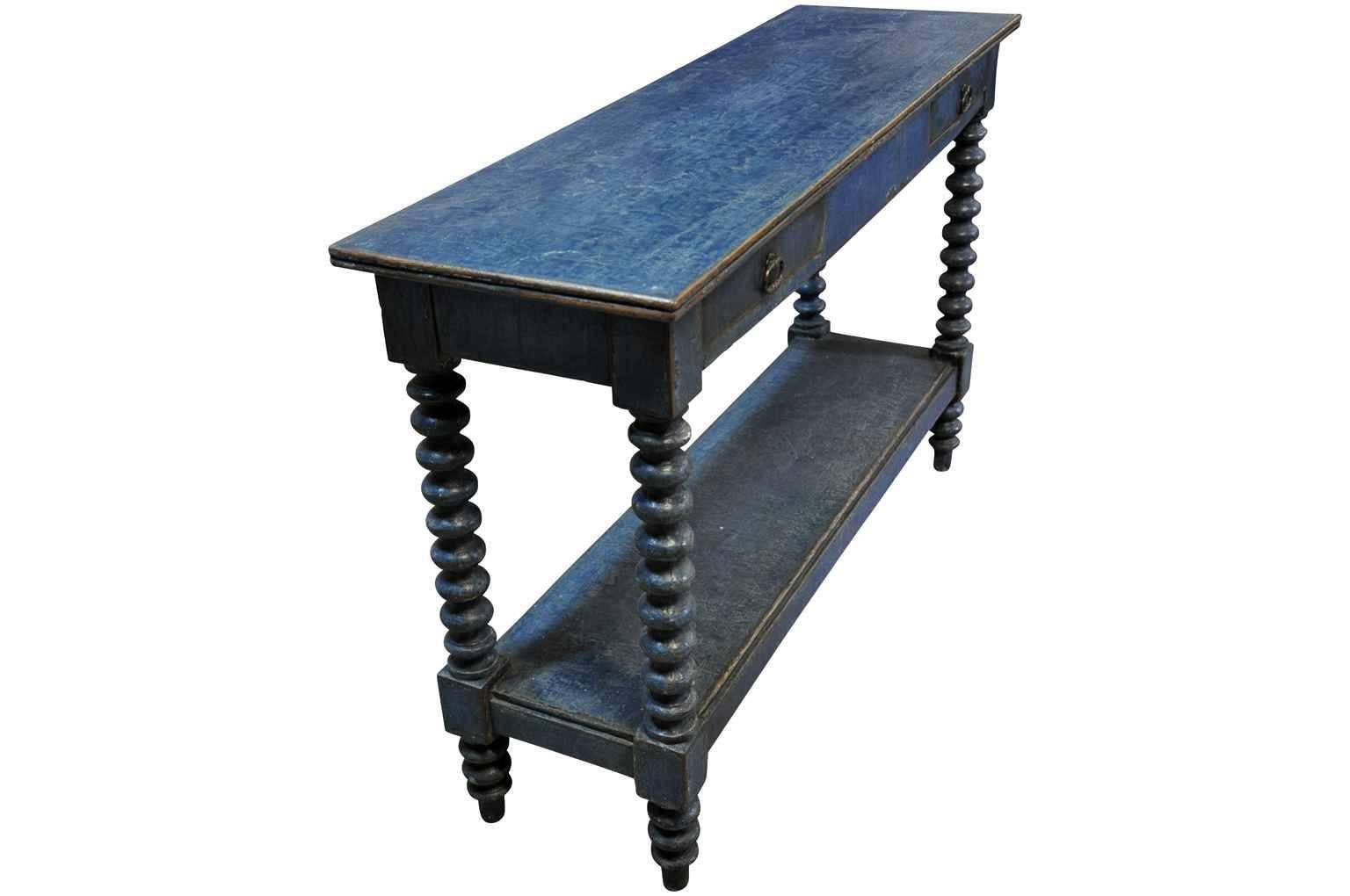 French 19th Century Louis XIII Style Console in Painted Wood In Excellent Condition In Atlanta, GA