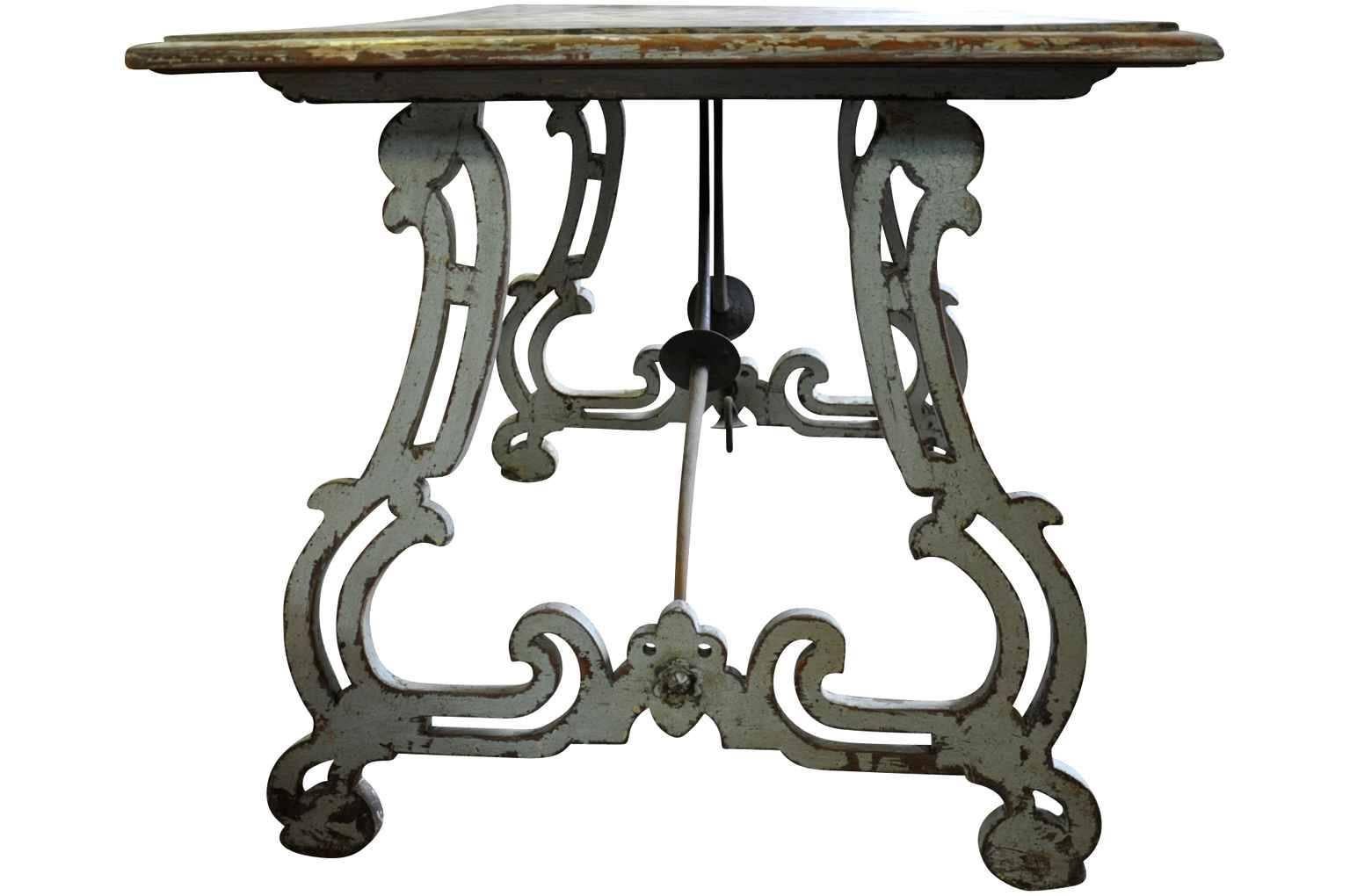 Iron Spanish 19th Century Table in Painted Wood