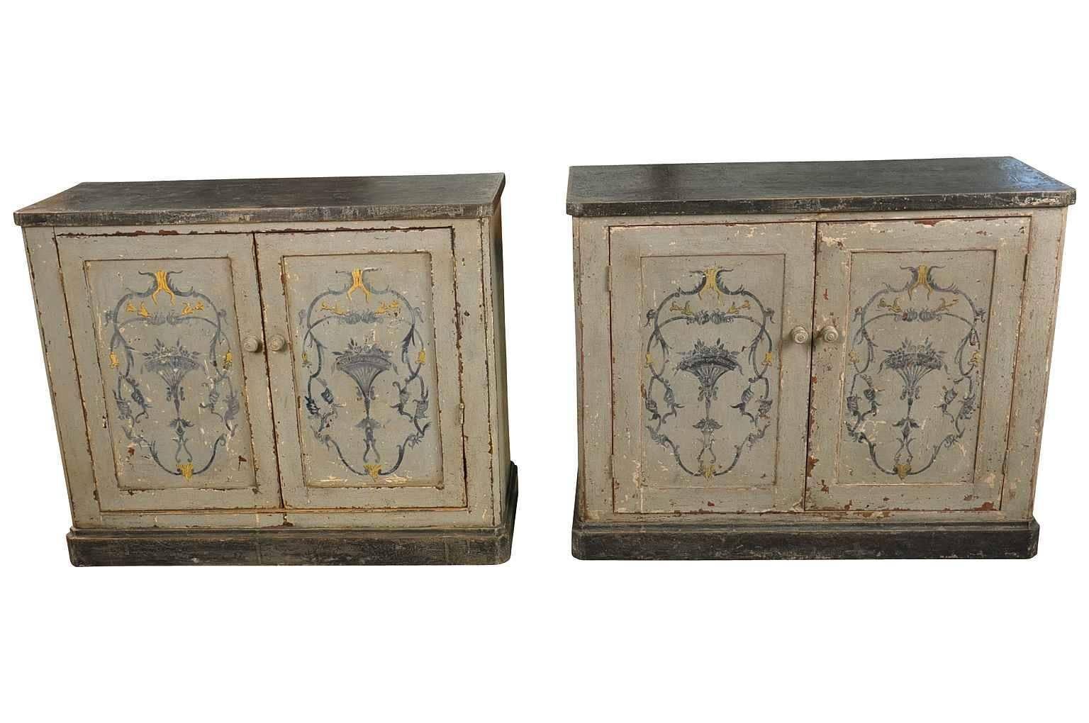 Portuguese Pair of 19th Century Painted Buffets from Portugal